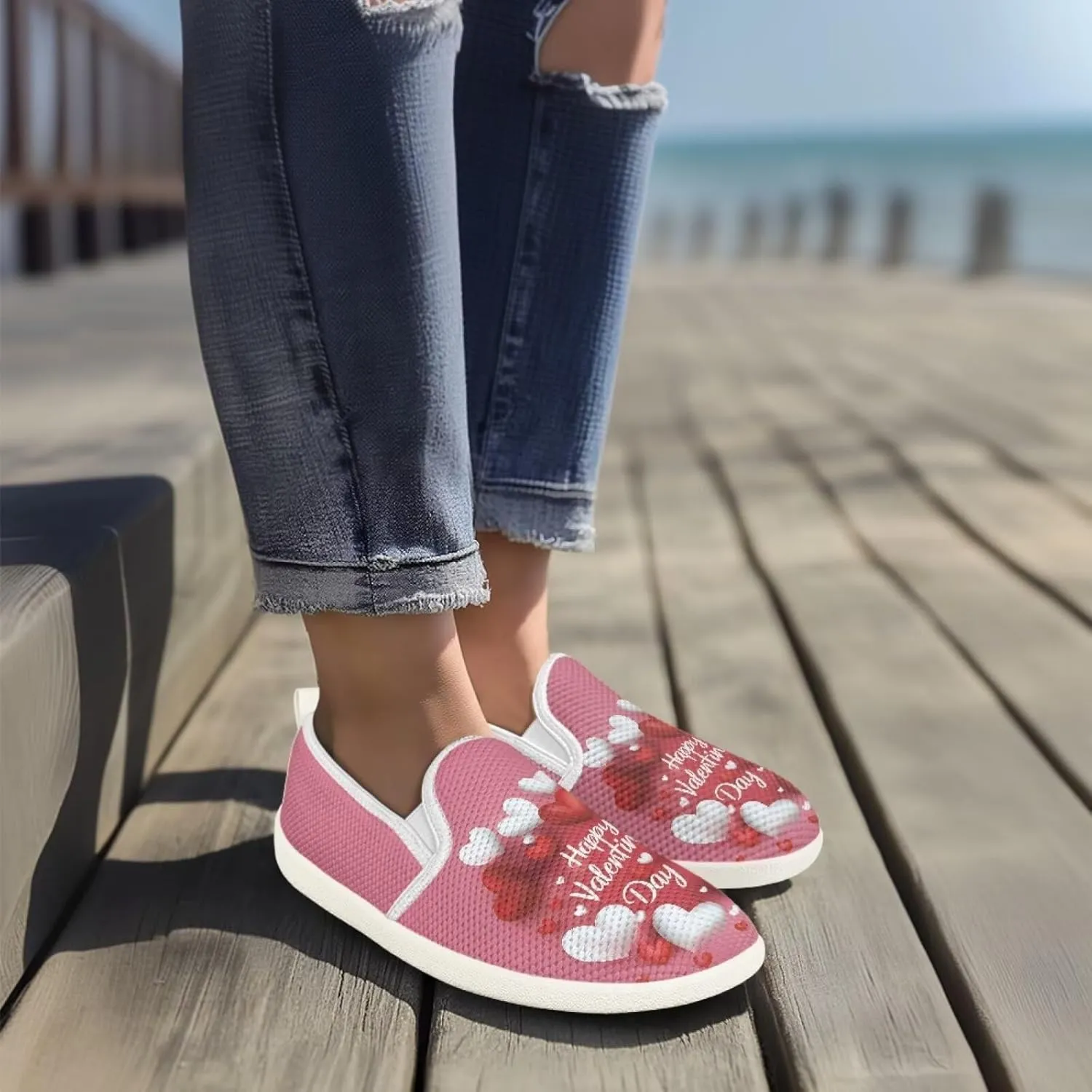 UNICEU Women Low Top Slip On Loafer Mesh Sneaker Lightweight Walking Shoes Breathable Teenie Shoes Work Flats Casual Footwear