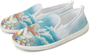 UNICEU Women Low Top Slip On Loafer Mesh Sneaker Lightweight Walking Shoes Breathable Teenie Shoes Work Flats Casual Footwear