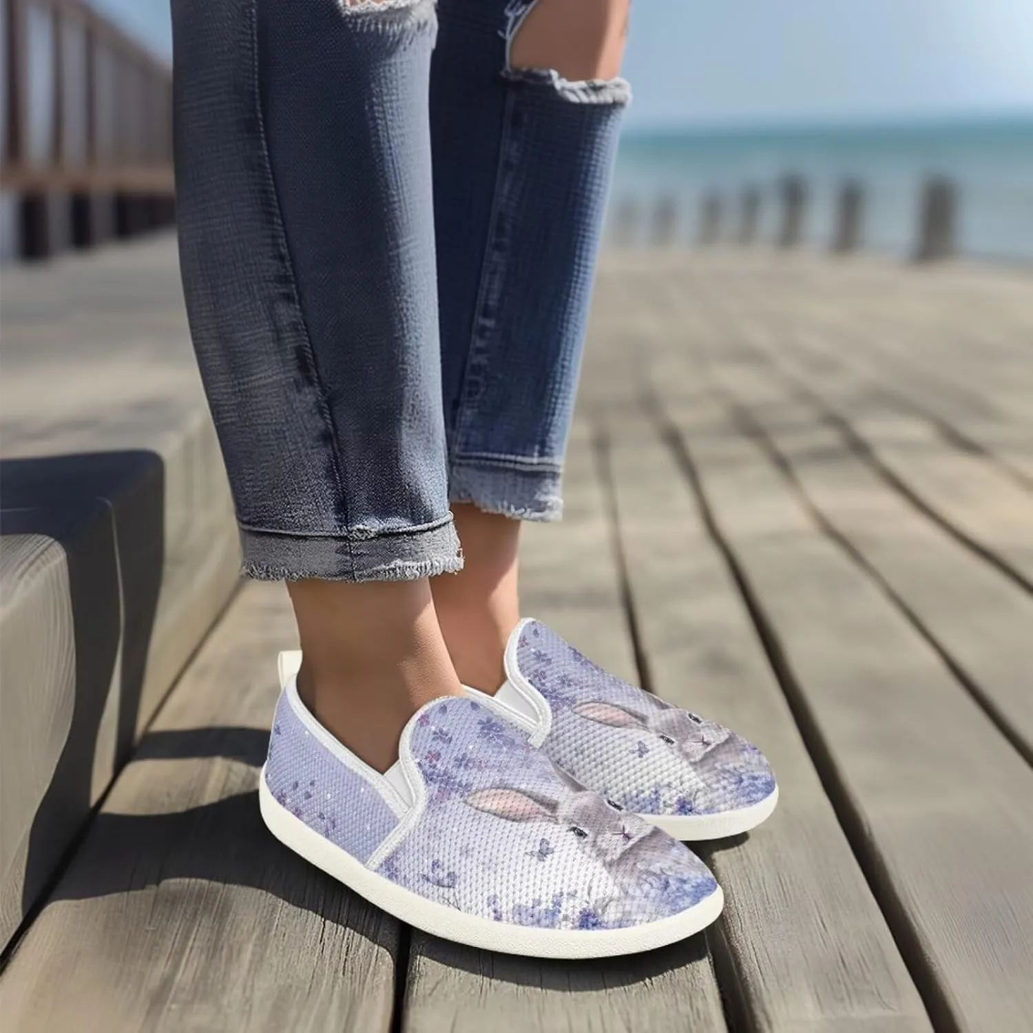 UNICEU Women Low Top Slip On Loafer Mesh Sneaker Lightweight Walking Shoes Breathable Teenie Shoes Work Flats Casual Footwear