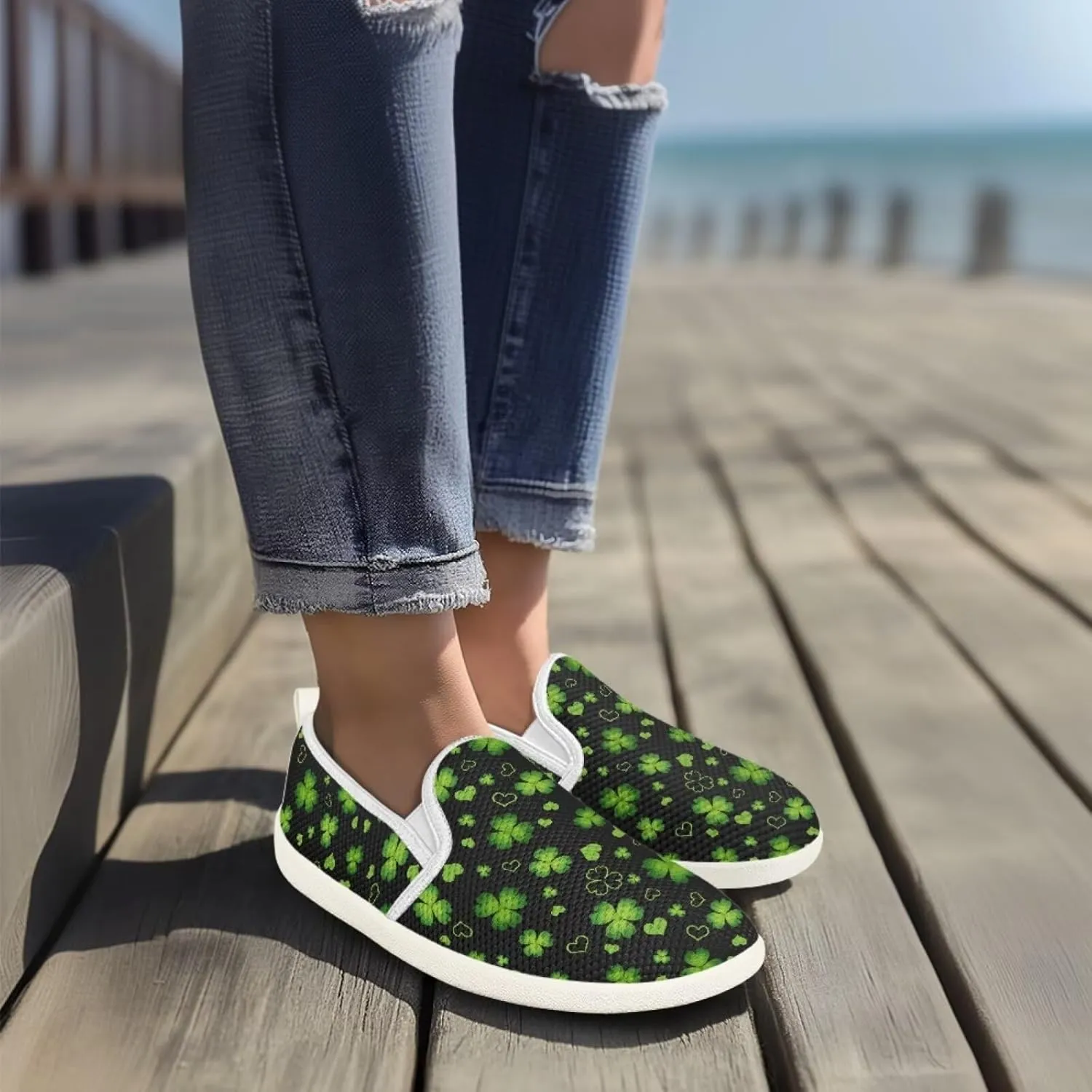 UNICEU Women Low Top Slip On Loafer Mesh Sneaker Lightweight Walking Shoes Breathable Teenie Shoes Work Flats Casual Footwear