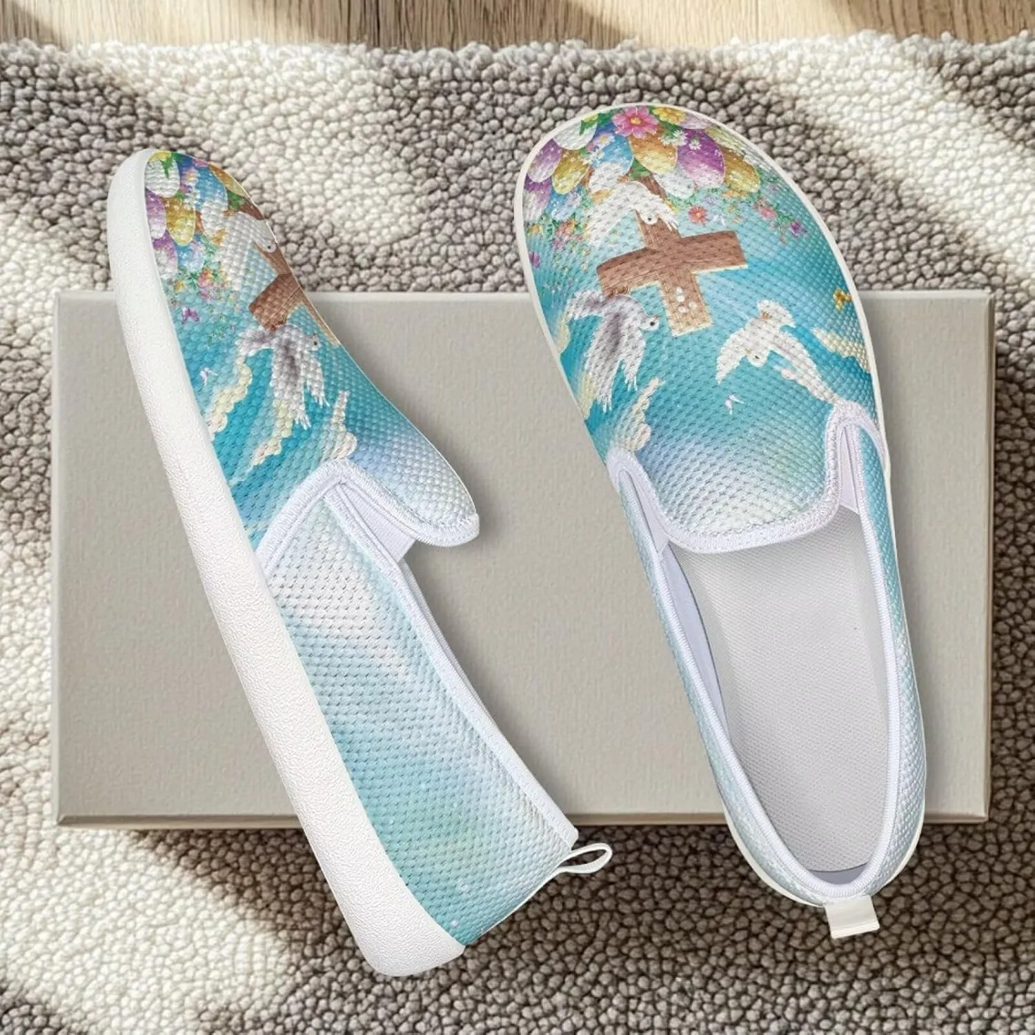 UNICEU Women Low Top Slip On Loafer Mesh Sneaker Lightweight Walking Shoes Breathable Teenie Shoes Work Flats Casual Footwear