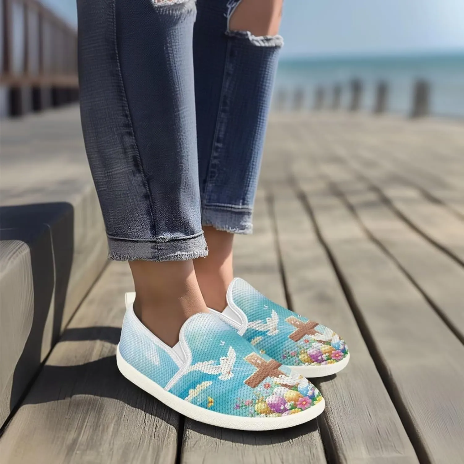 UNICEU Women Low Top Slip On Loafer Mesh Sneaker Lightweight Walking Shoes Breathable Teenie Shoes Work Flats Casual Footwear