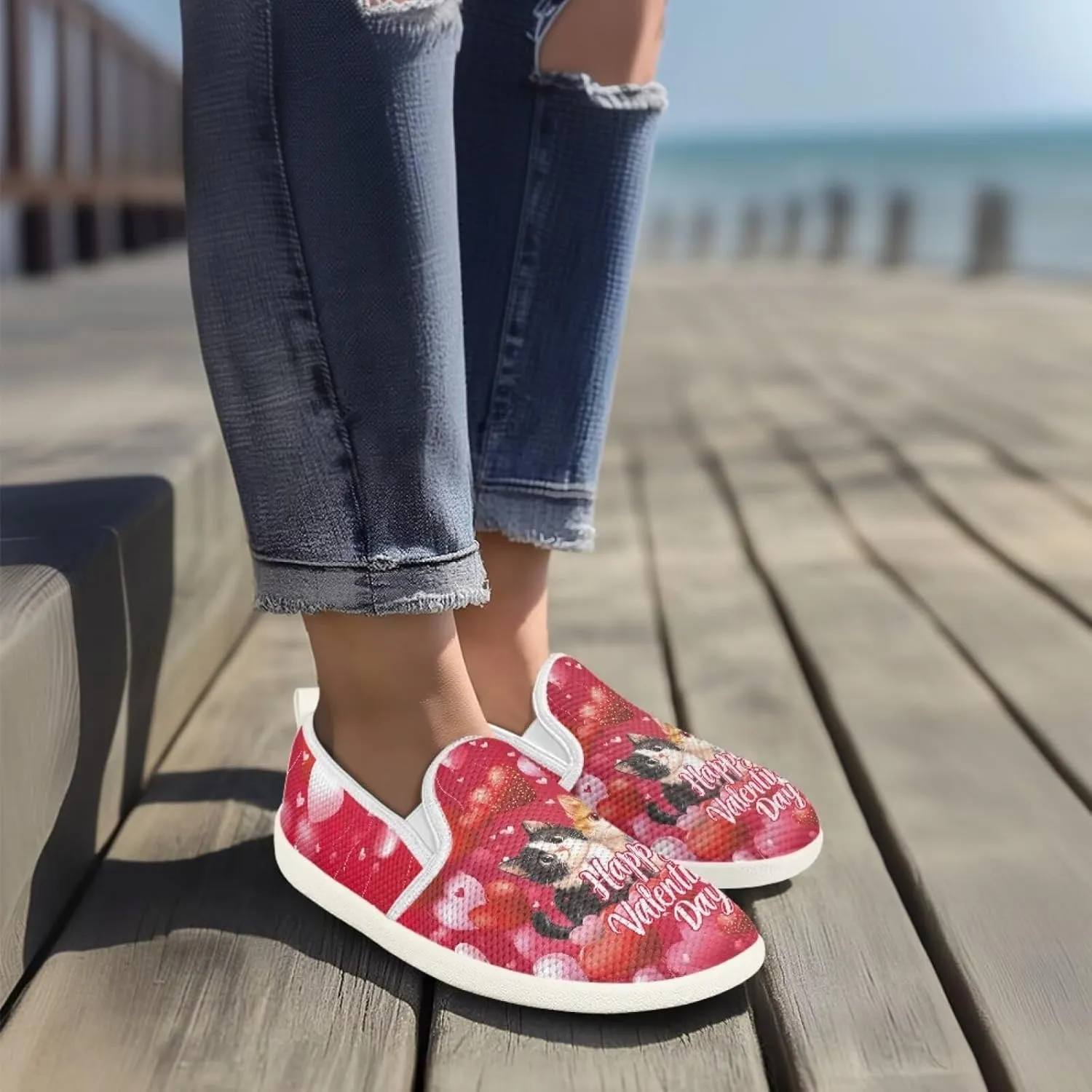 UNICEU Women Low Top Slip On Loafer Mesh Sneaker Lightweight Walking Shoes Breathable Teenie Shoes Work Flats Casual Footwear