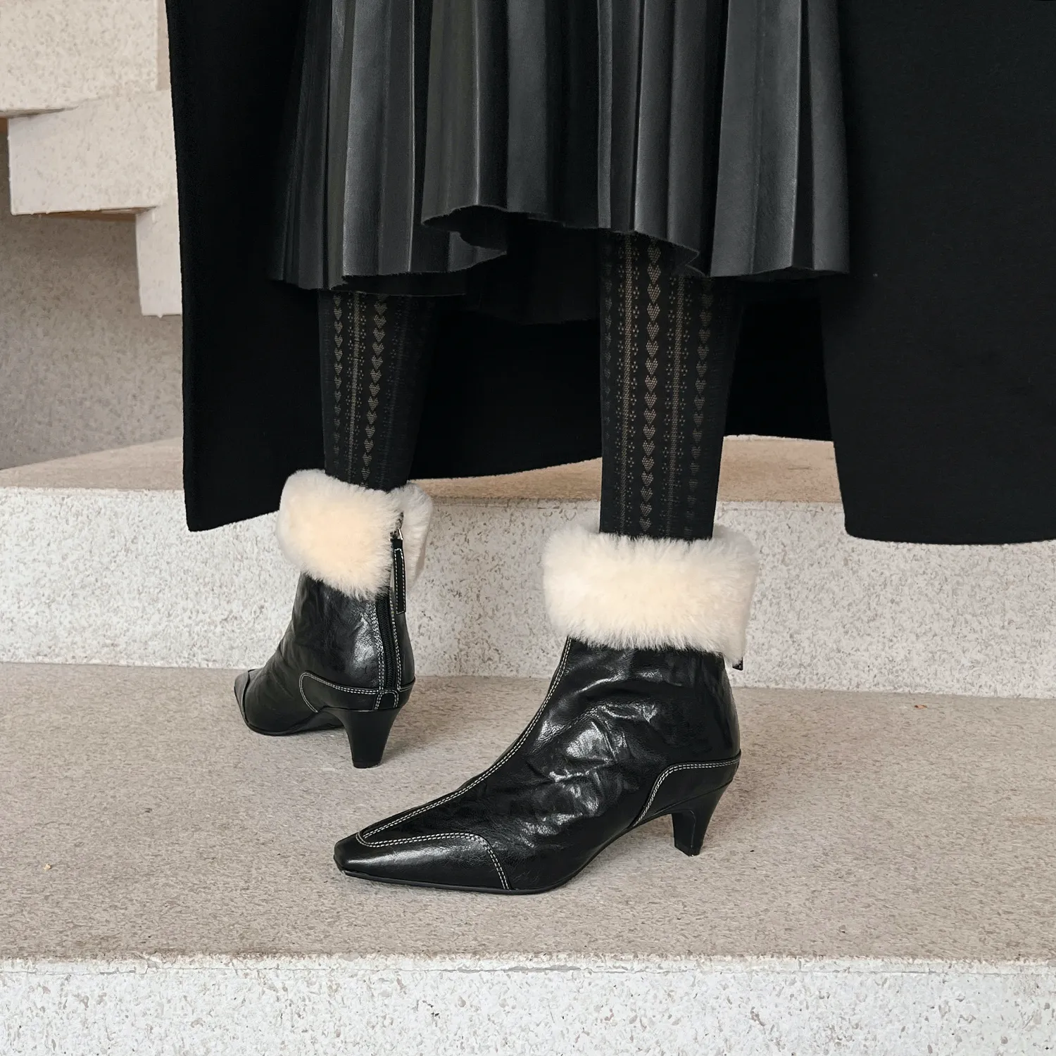 USS Shoes Ariana Women's With Warm Plush Leather Ankle Boots