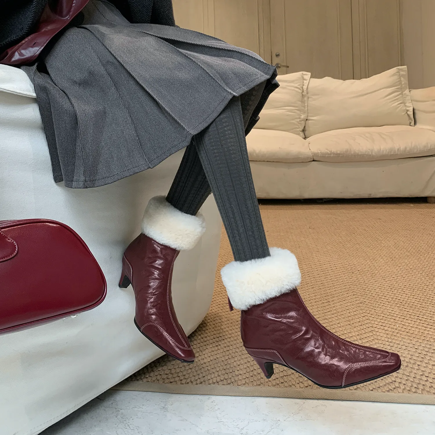 USS Shoes Ariana Women's With Warm Plush Leather Ankle Boots