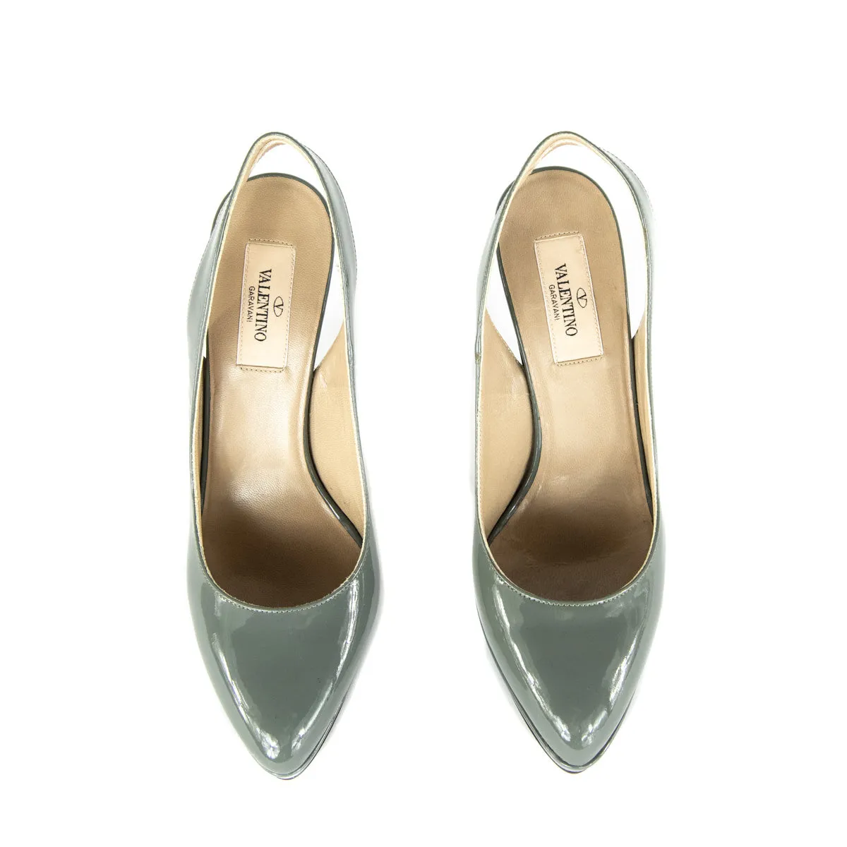 Valentino Gray Patent Slingback Pumps Size 7 | EU 37
