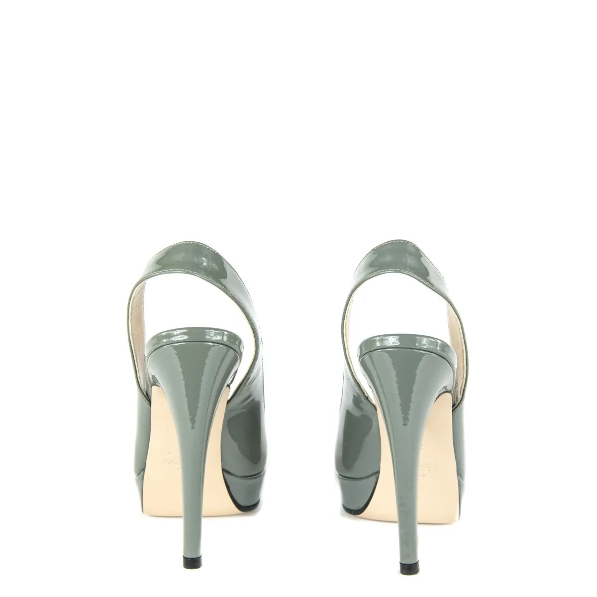 Valentino Gray Patent Slingback Pumps Size 7 | EU 37
