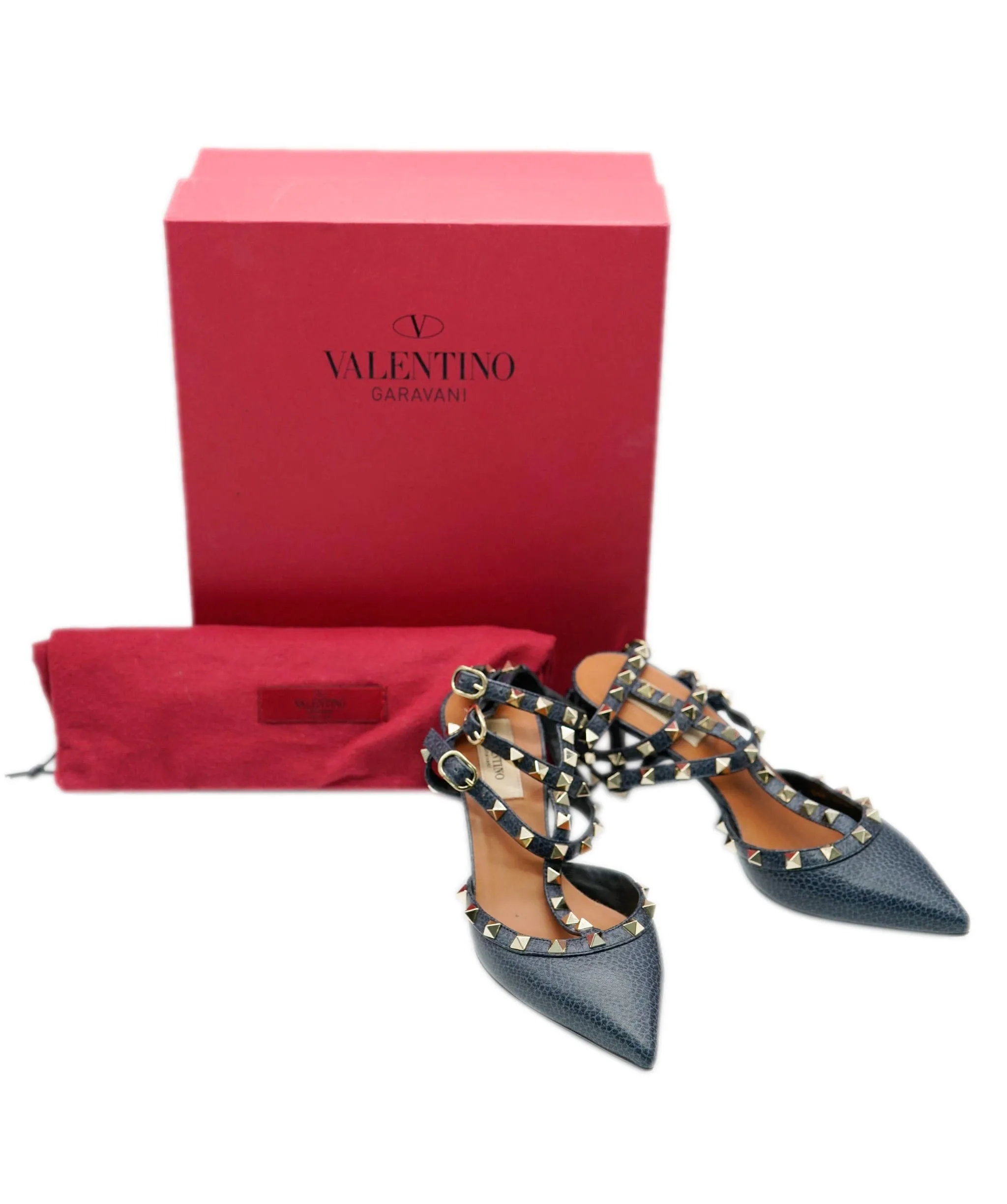 Valentino Rockstud Deep Blue Kitten Heel AJC0454