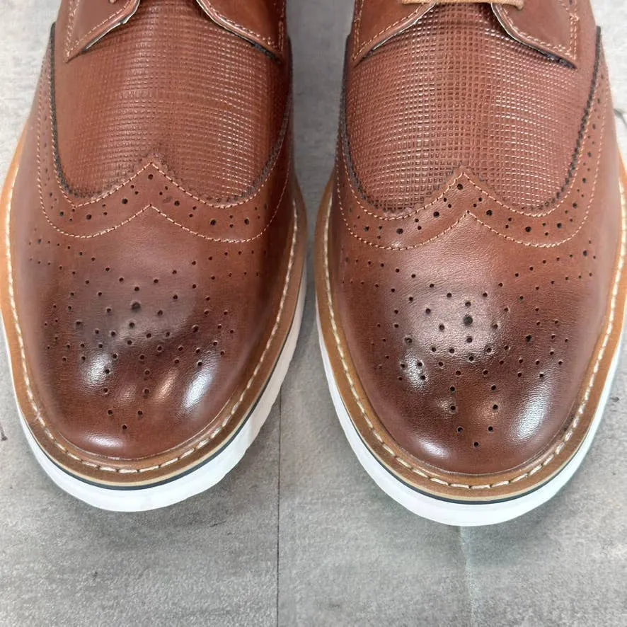 VANCE CO. Men's Brown Faux-Leather Warrick Memory Foam Wingtip Oxfords SZ 11