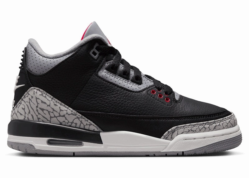 Jordan 3 Retro Black Cement (2024) (GS) narrow - fit running option