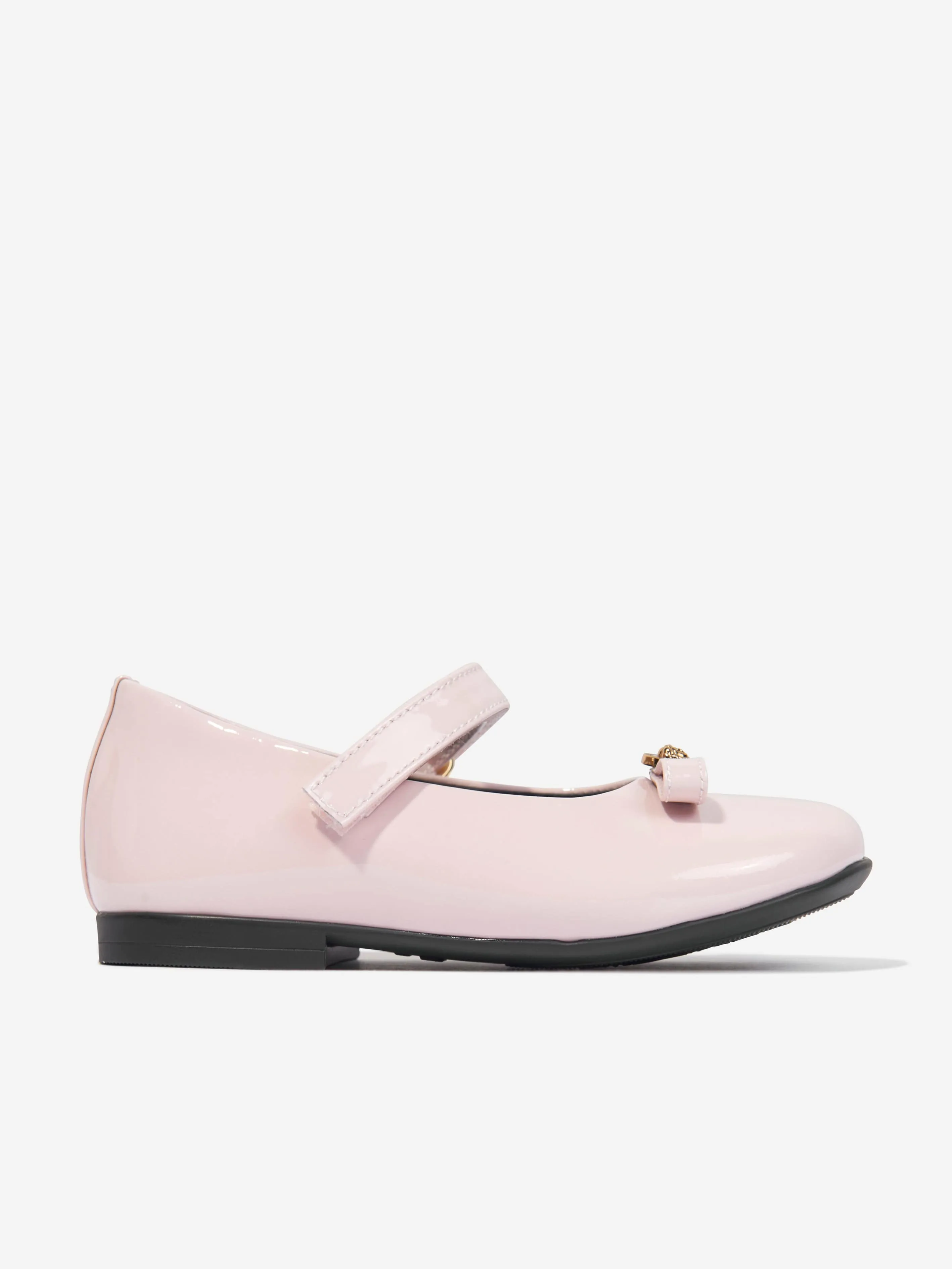 Versace Girls Leather Logo Bow Shoes in Pink