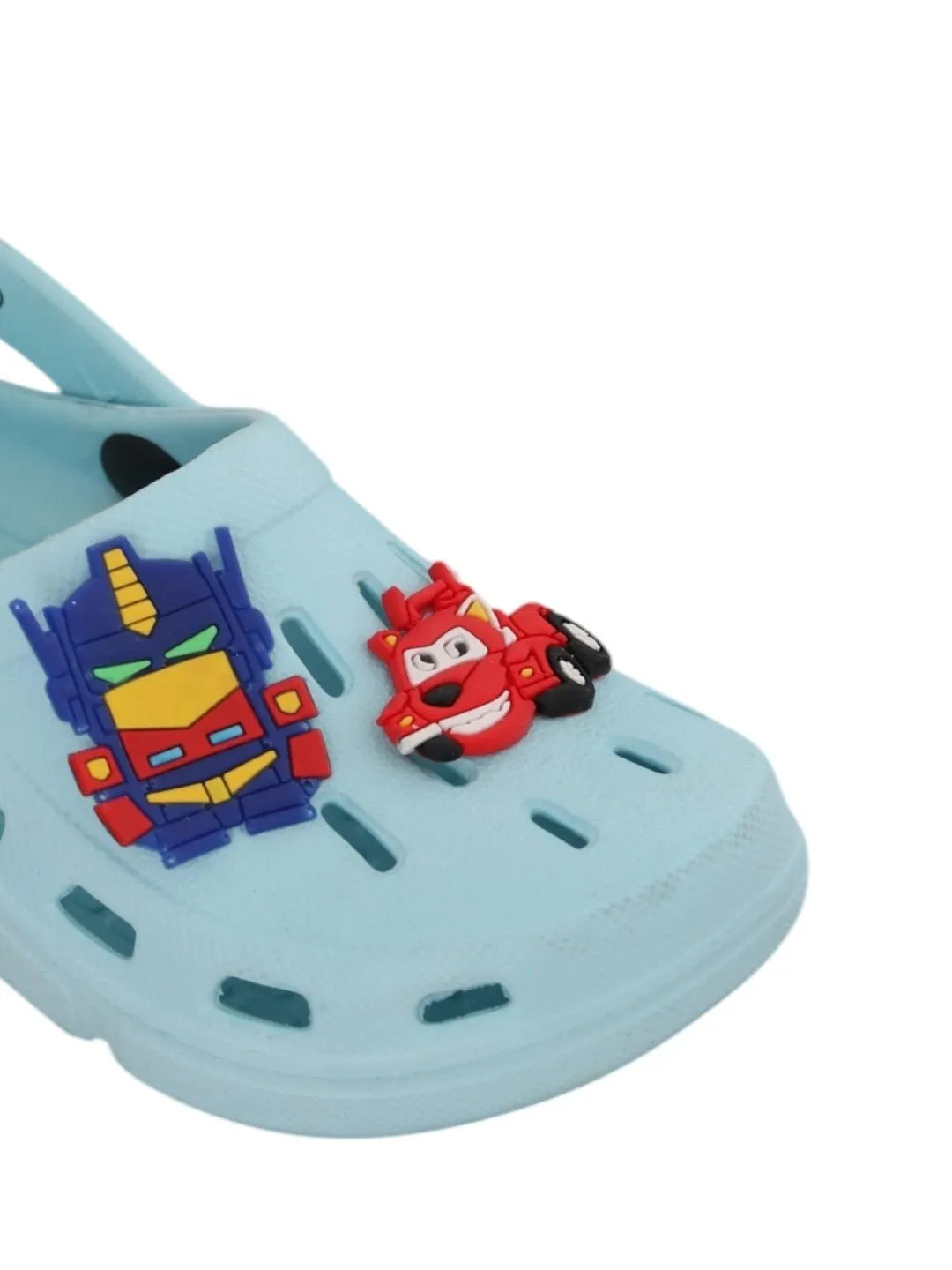 Vibrant Racing Car and Robot Cartoon Design Clogs for Boys