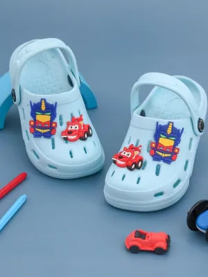 Vibrant Racing Car and Robot Cartoon Design Clogs for Boys