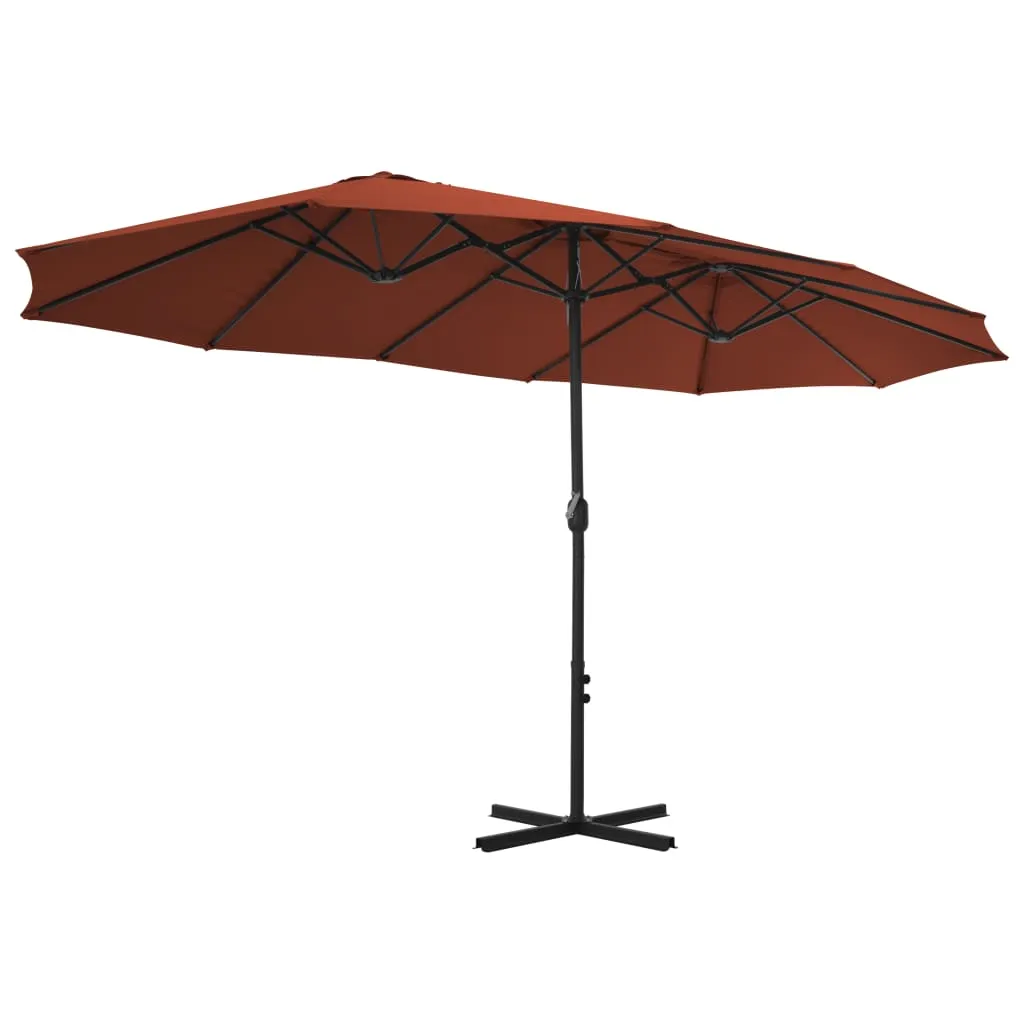 vidaXL Garden Parasol with Aluminium Pole 460x270 cm Terracotta