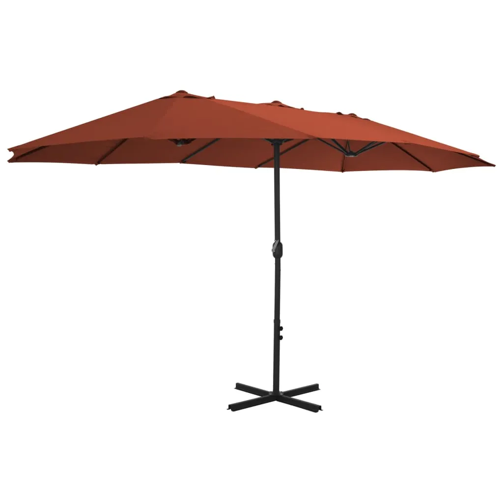 vidaXL Garden Parasol with Aluminium Pole 460x270 cm Terracotta