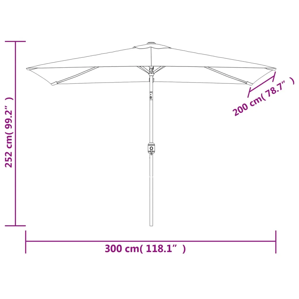 vidaXL Garden Parasol with Metal Pole 300x200 cm Black