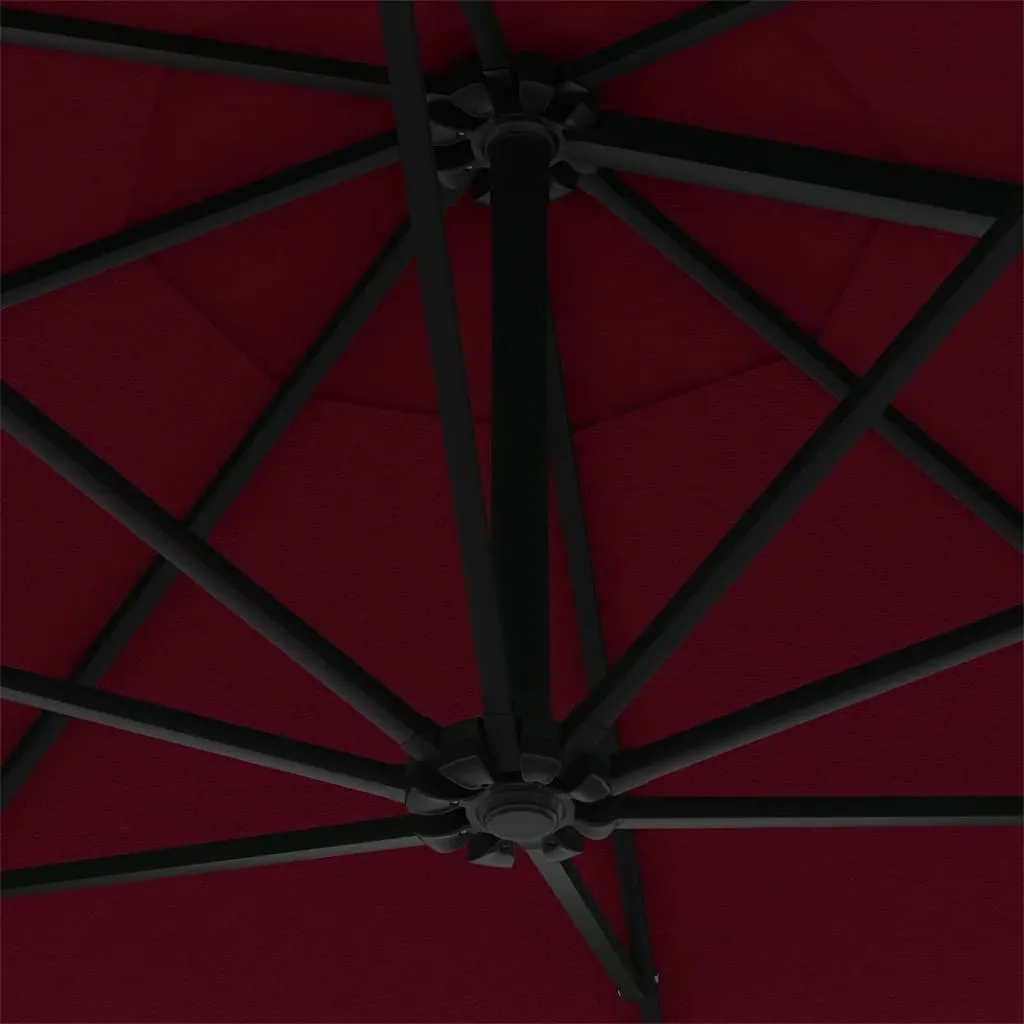 vidaXL Wall-Mounted Garden Parasol with Metal Pole 300 cm Burgundy