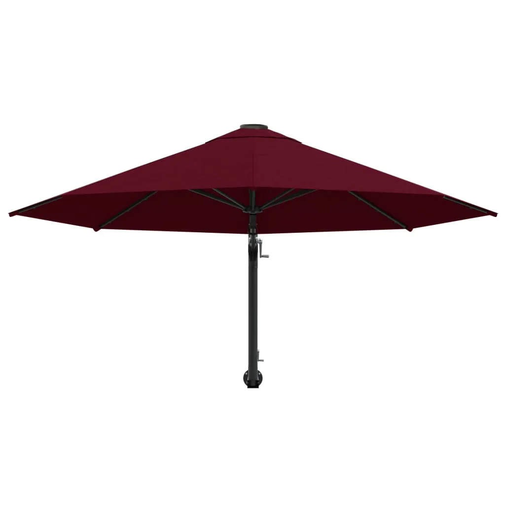 vidaXL Wall-Mounted Garden Parasol with Metal Pole 300 cm Burgundy