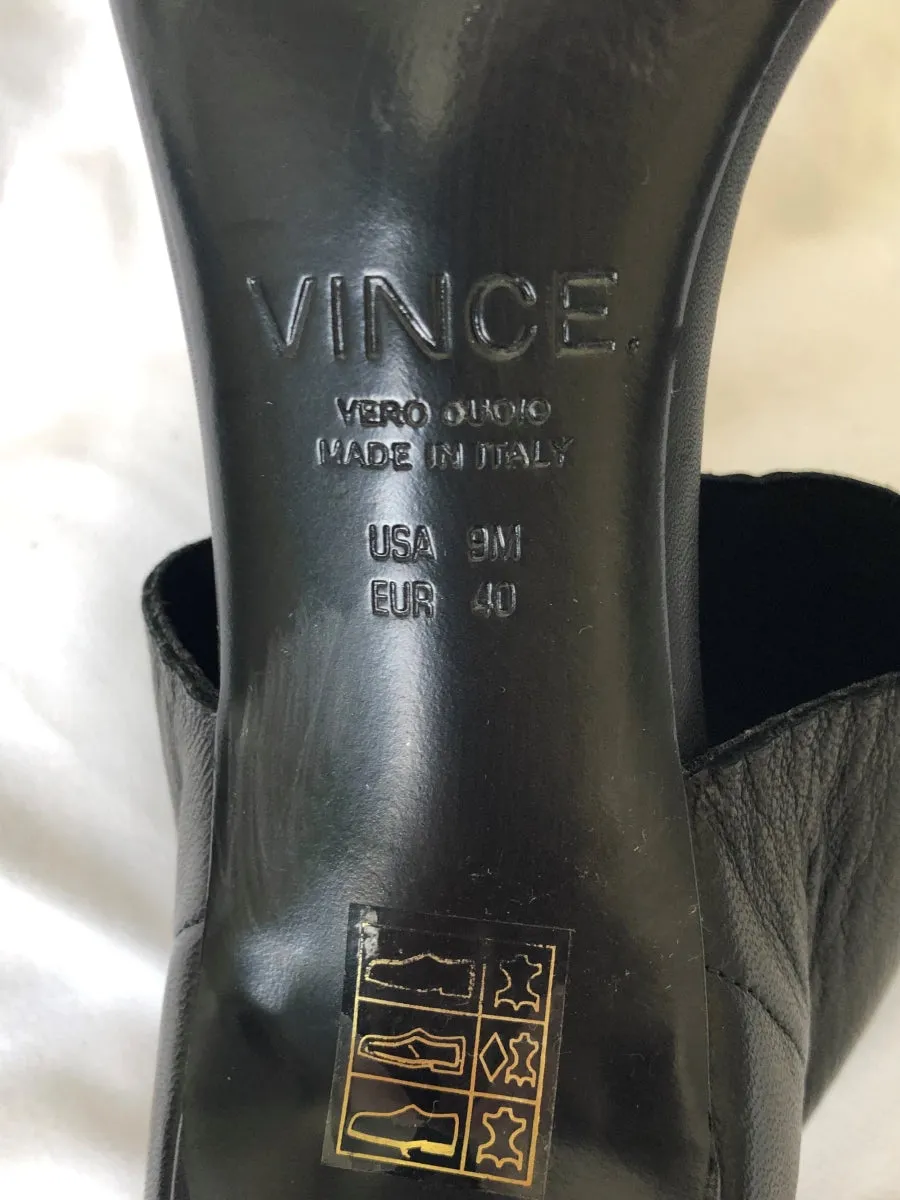 VINCE Size 9 Stephanie Black Leather Open Toe Heels