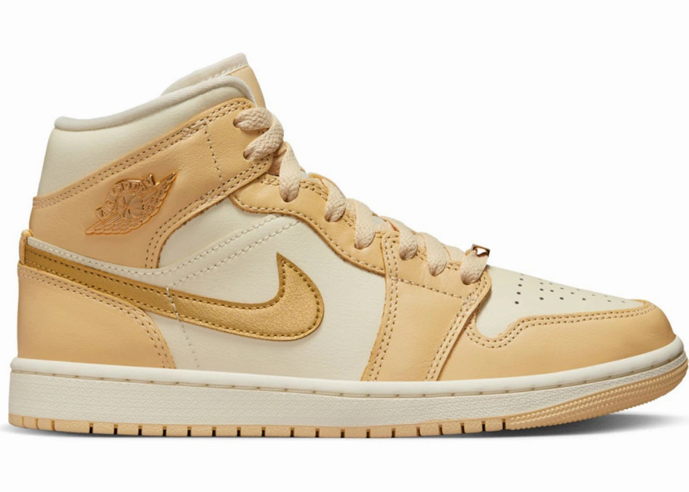 Barefoot Shoe Tech Jordan 1 Mid SE Pale Vanilla Metallic Gold
