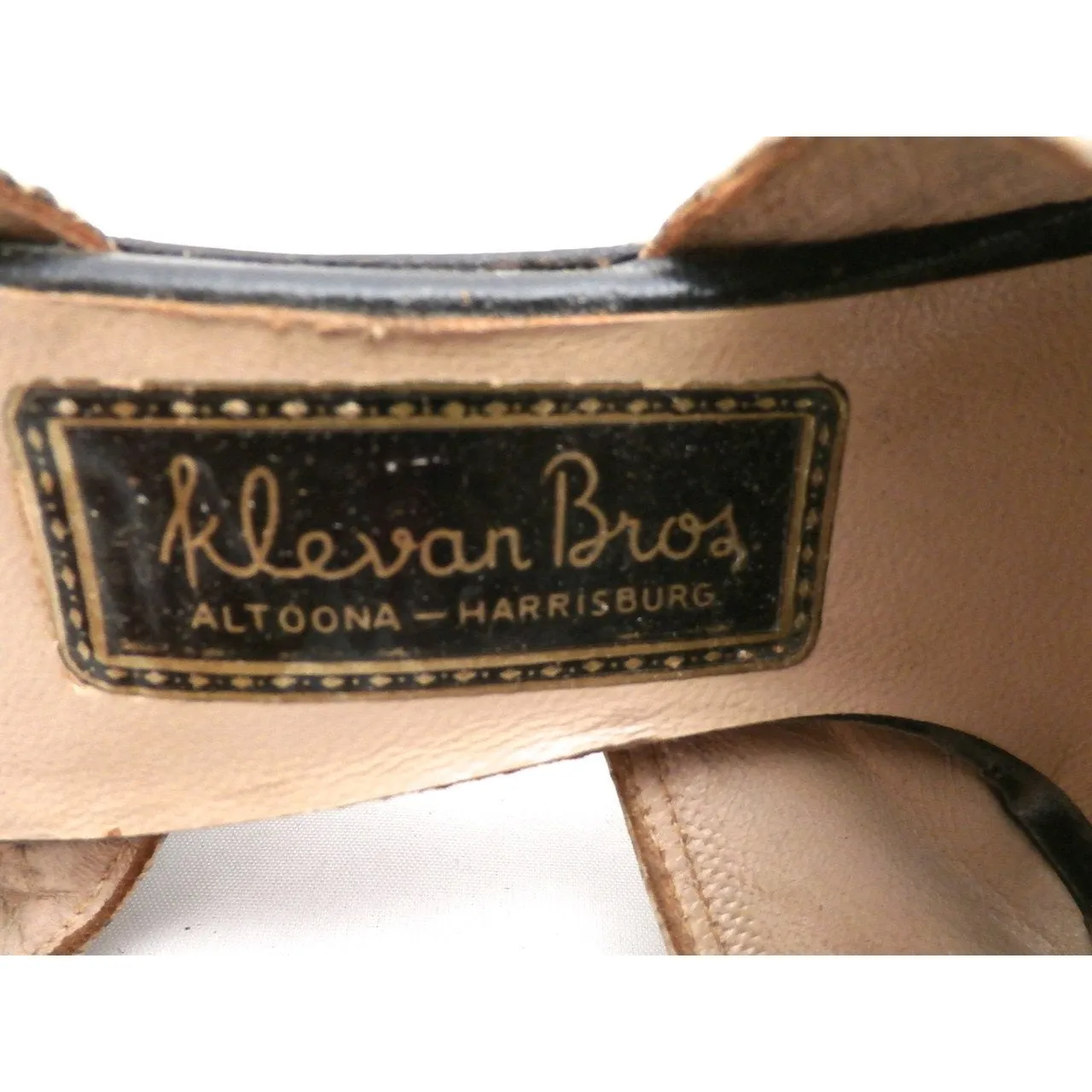 VTG Shoes High-Heel Peep Toe Sandals Klevan Bros Lizard Size Womens 6 M 1940S