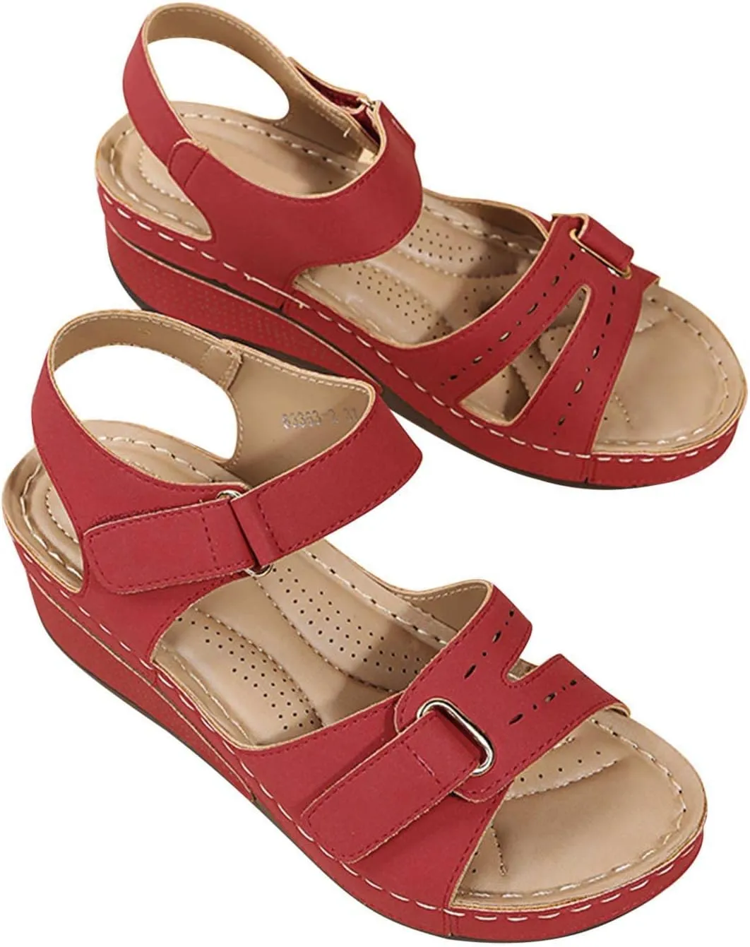 Walking Sandals Women Adjustable Cushioned Sandals Orthopedic Hook Loop Flats Summer Casual Travel Comfort Style