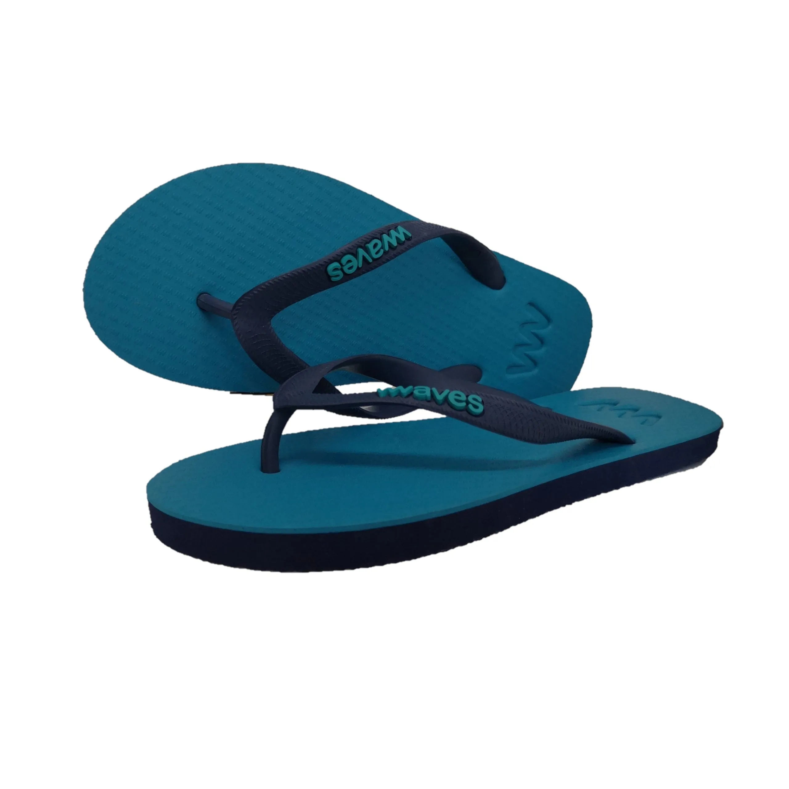 Waves Unisex Flip Flop, Turquoise & Navy