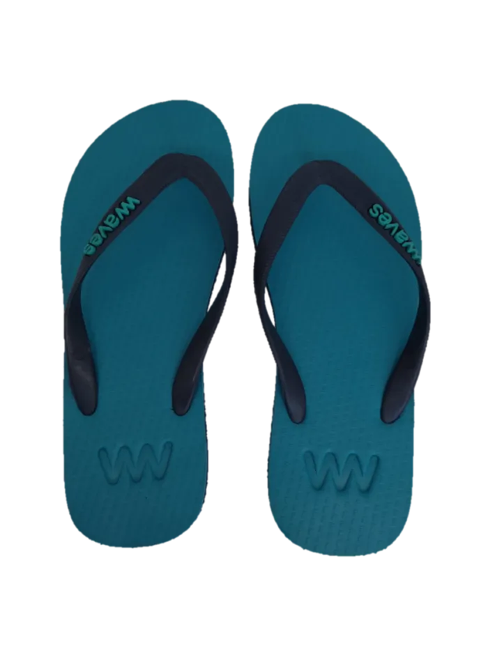Waves Unisex Flip Flop, Turquoise & Navy