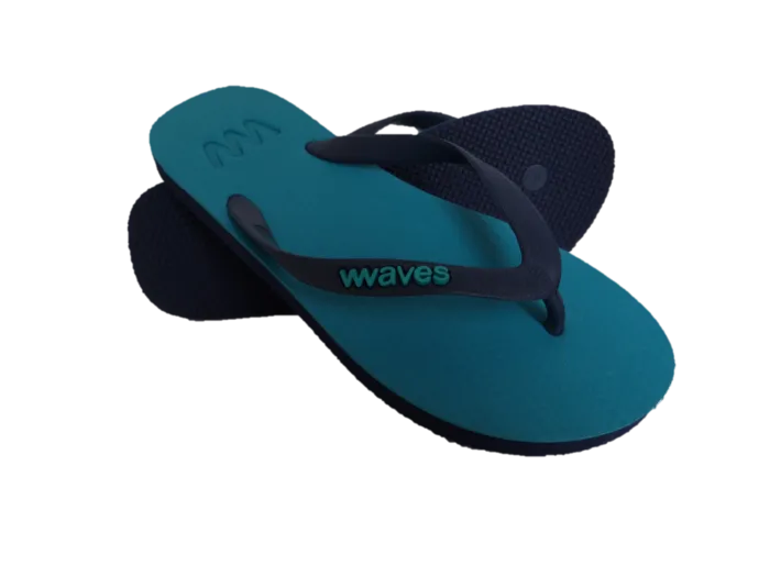 Waves Unisex Flip Flop, Turquoise & Navy