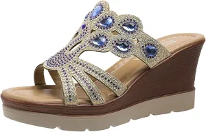 Wedge Sandals for Women 2024 Women's Fashion Wedge Sandals Crystal Strap Diamond Wedge High Heels