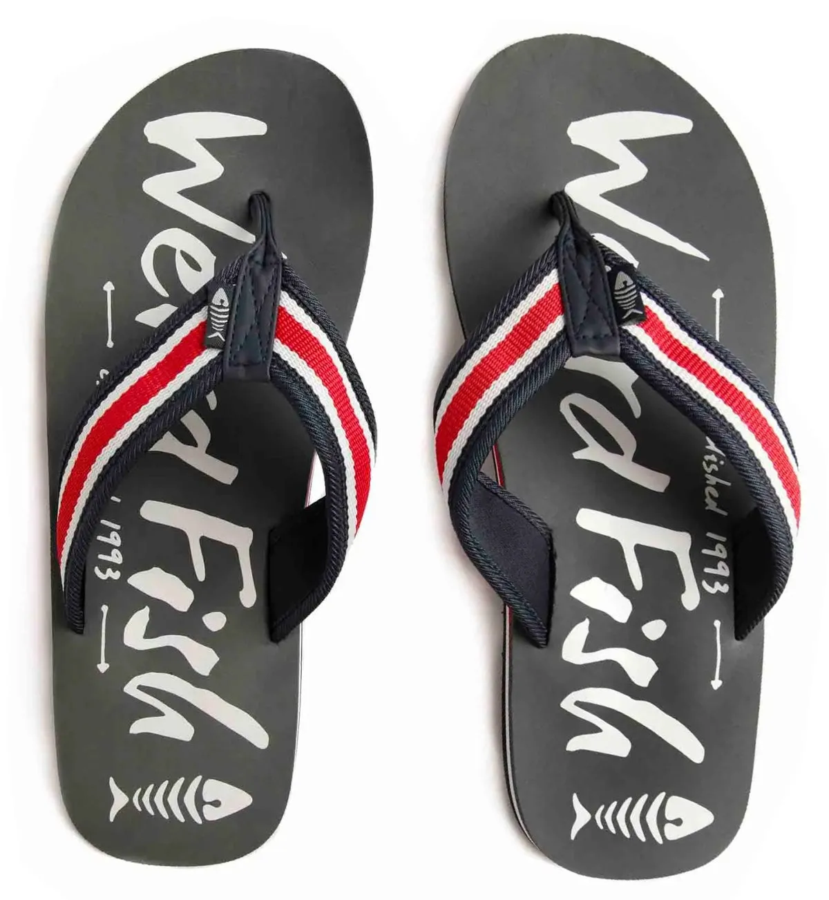 Weird Fish Mens Waterford Flip Flops - Grey