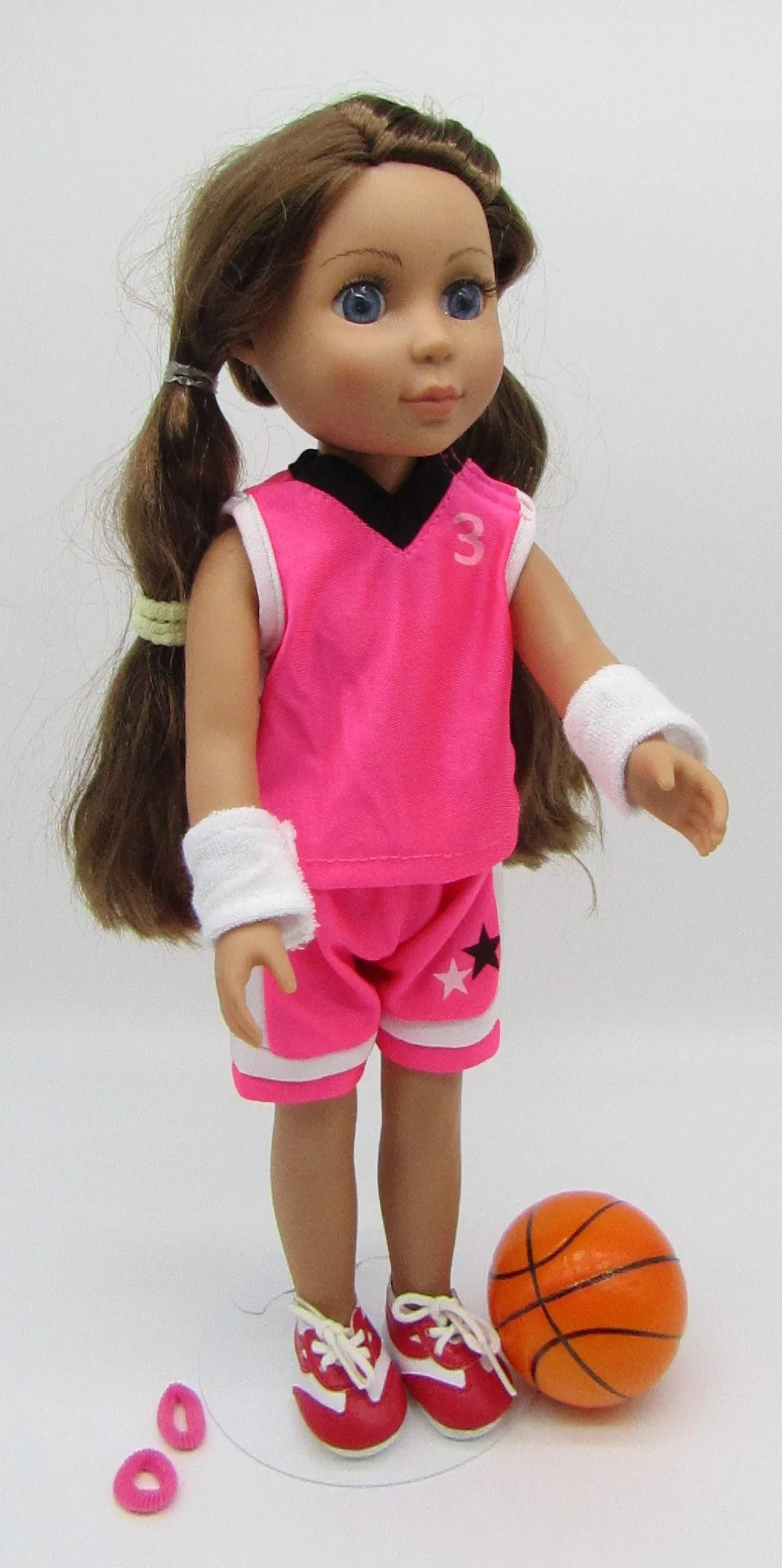 Wellie Wisher 14 inch Doll Basketball 6 Pc Set: Pink