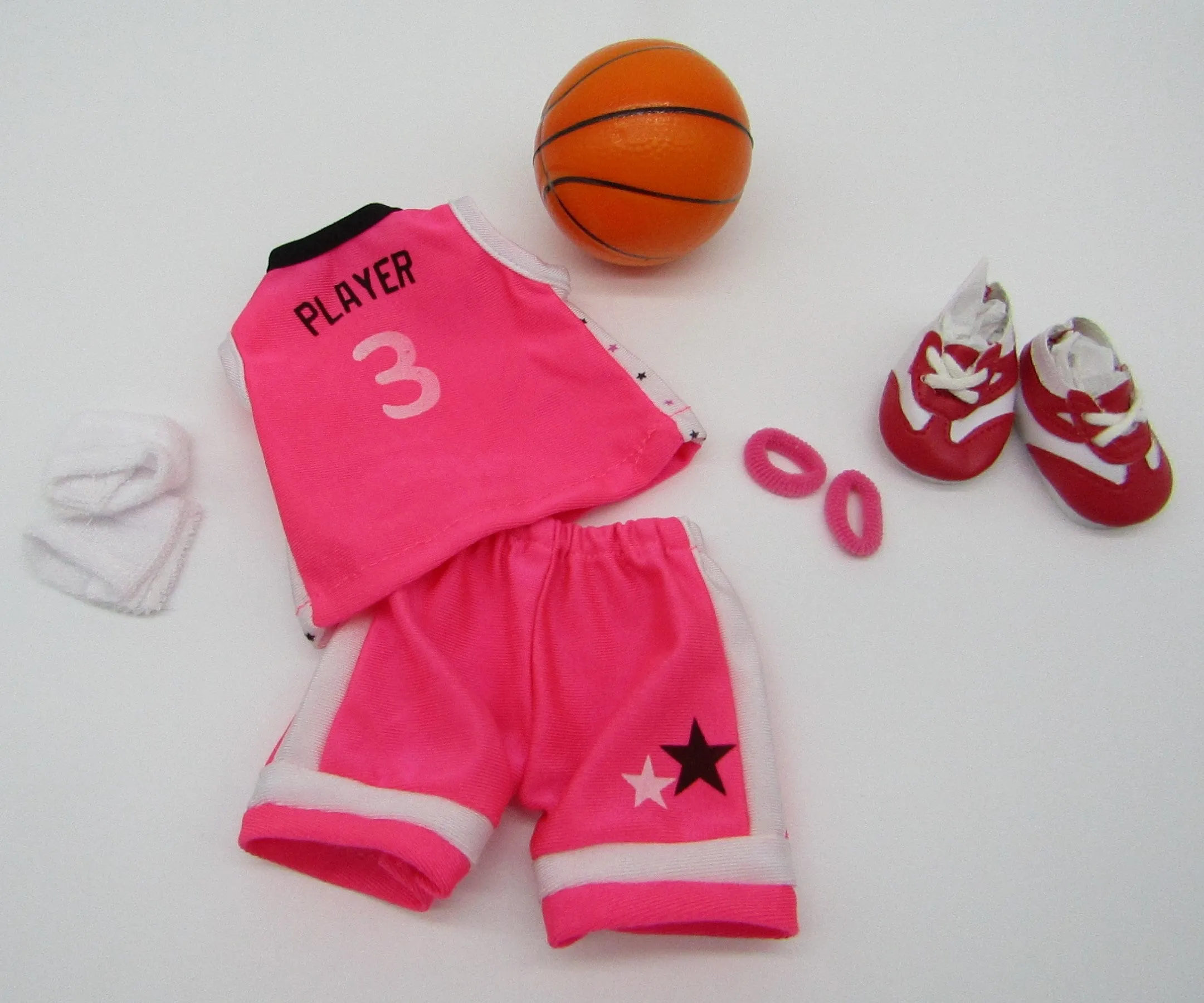 Wellie Wisher 14 inch Doll Basketball 6 Pc Set: Pink