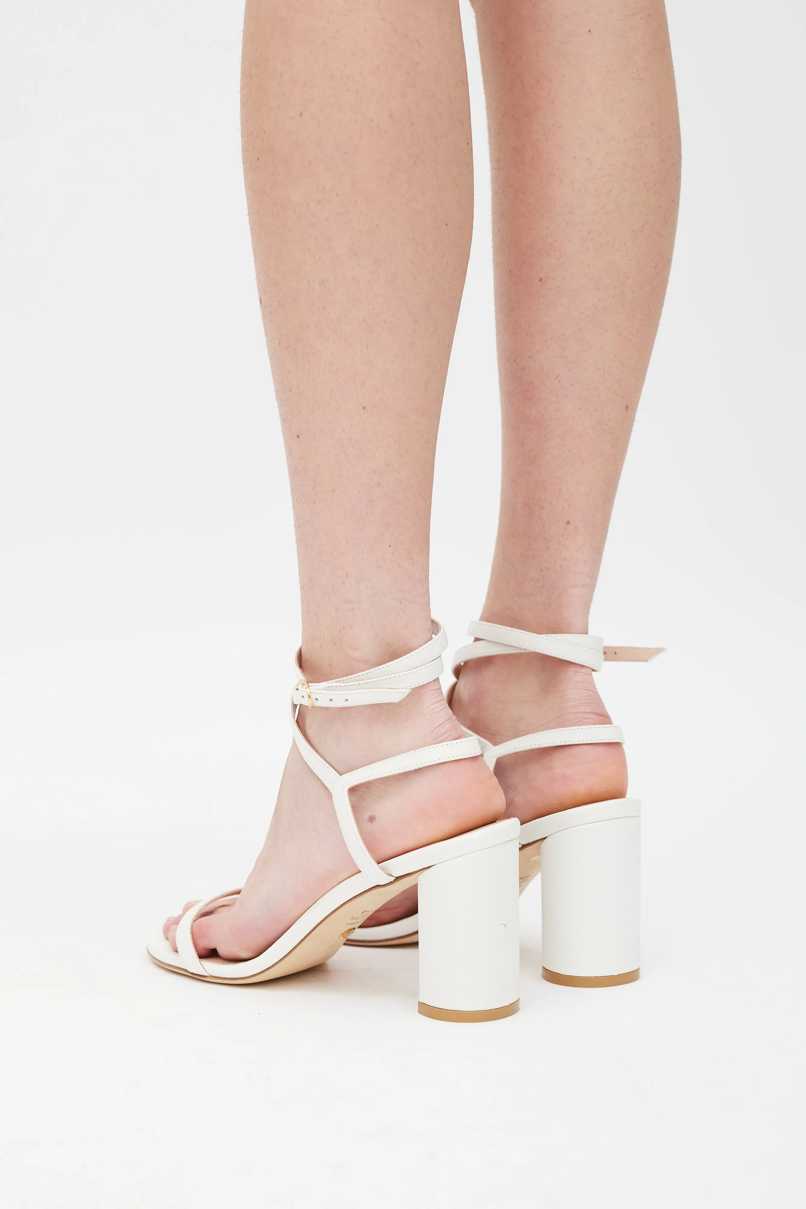 White Leather Merinda Block Heel
