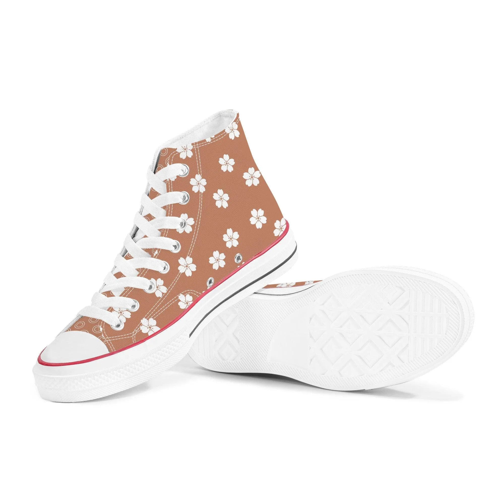 White Sakura Red Amber High Tops
