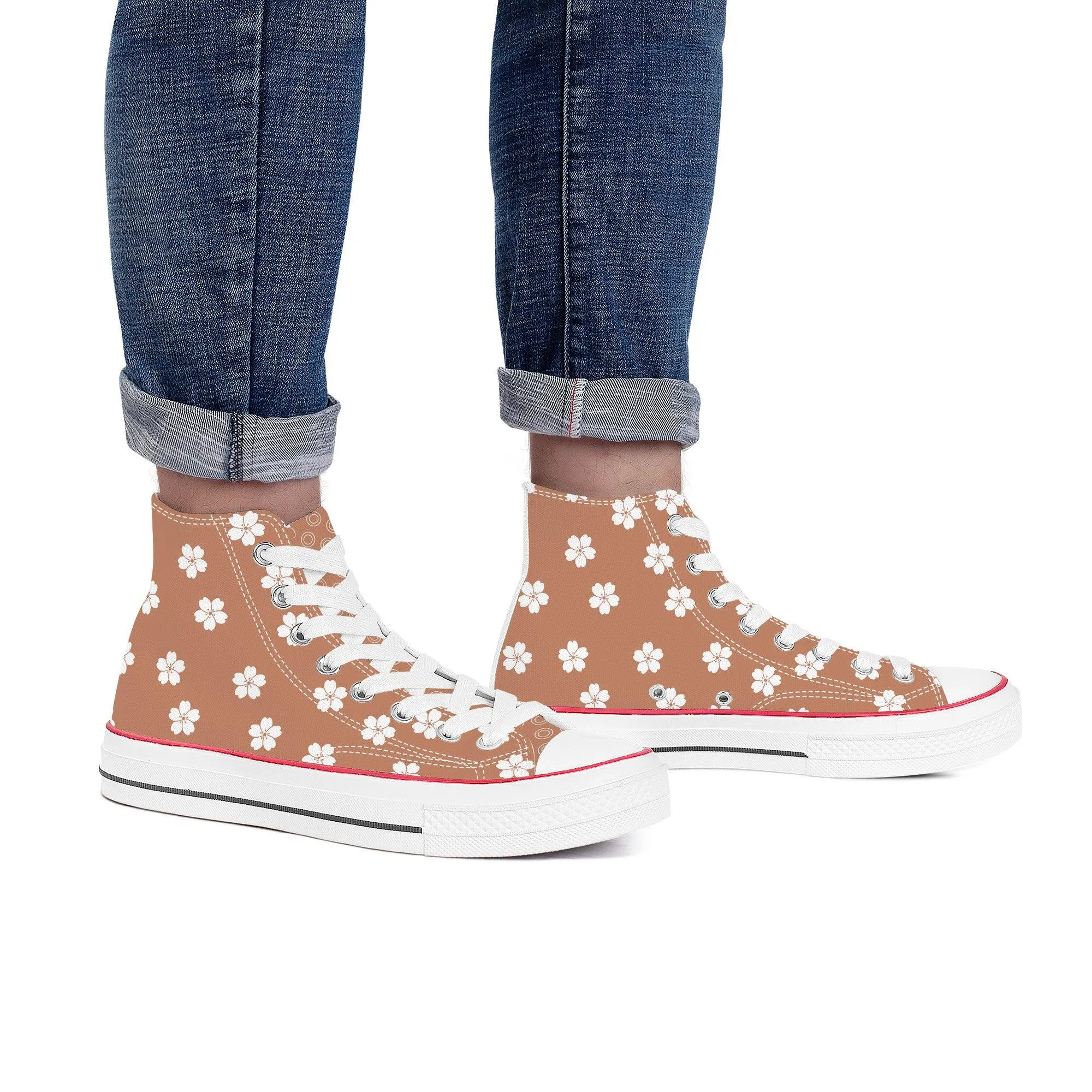 White Sakura Red Amber High Tops
