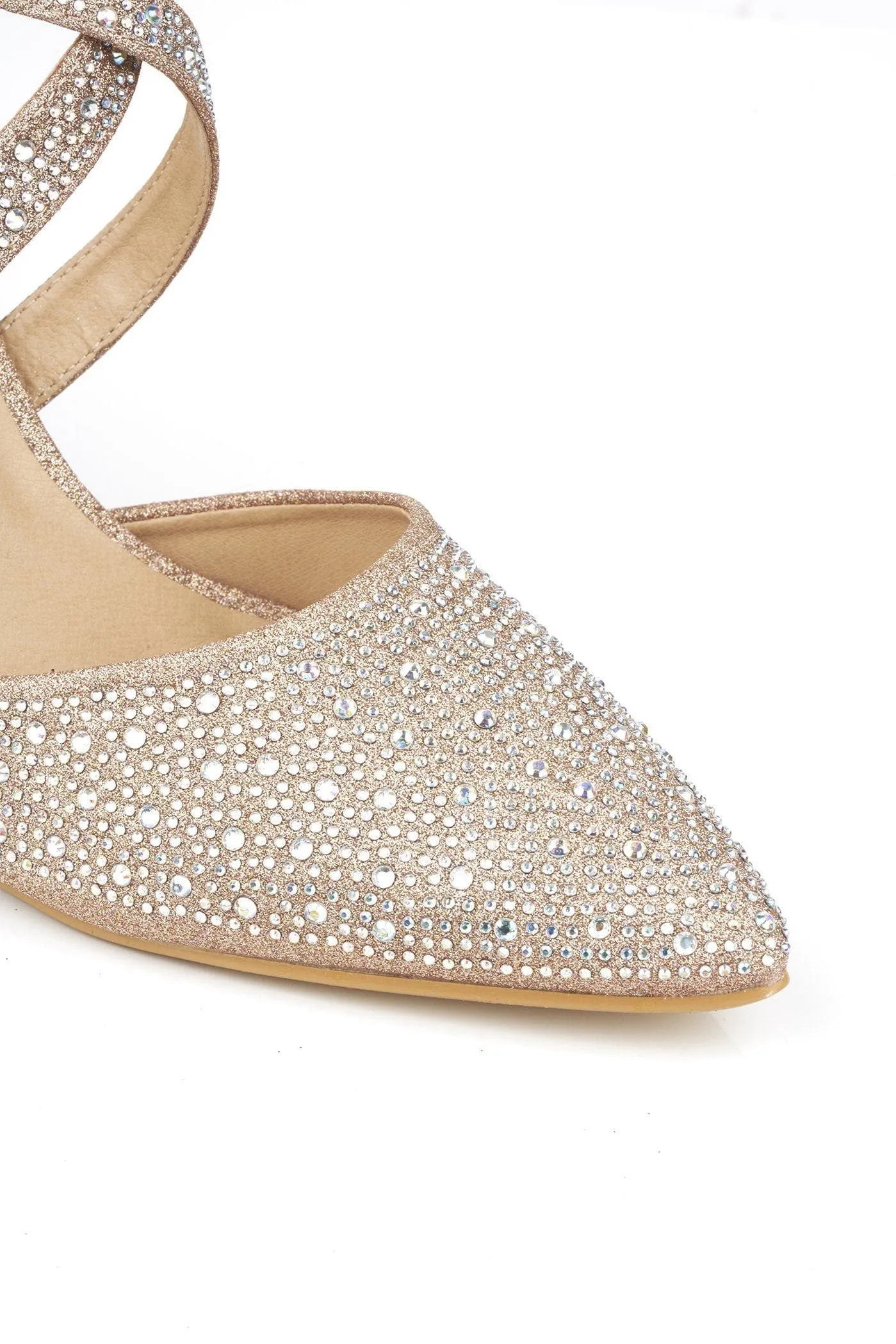 Whitney Crisscross Pointed Court Sandal in Champagne