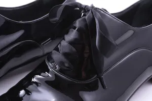 Wide Black Satin Evening Shoelaces