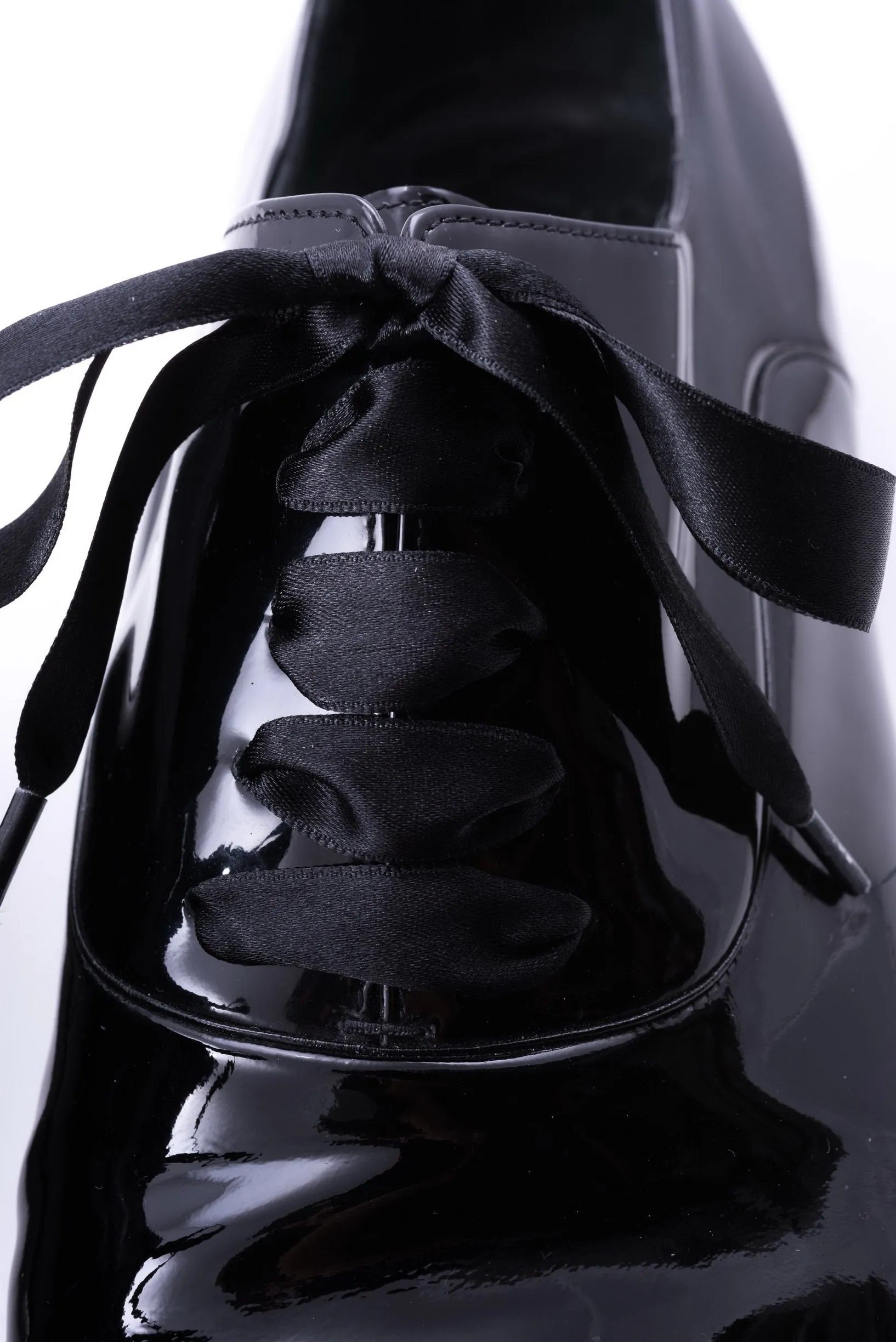 Wide Black Satin Evening Shoelaces