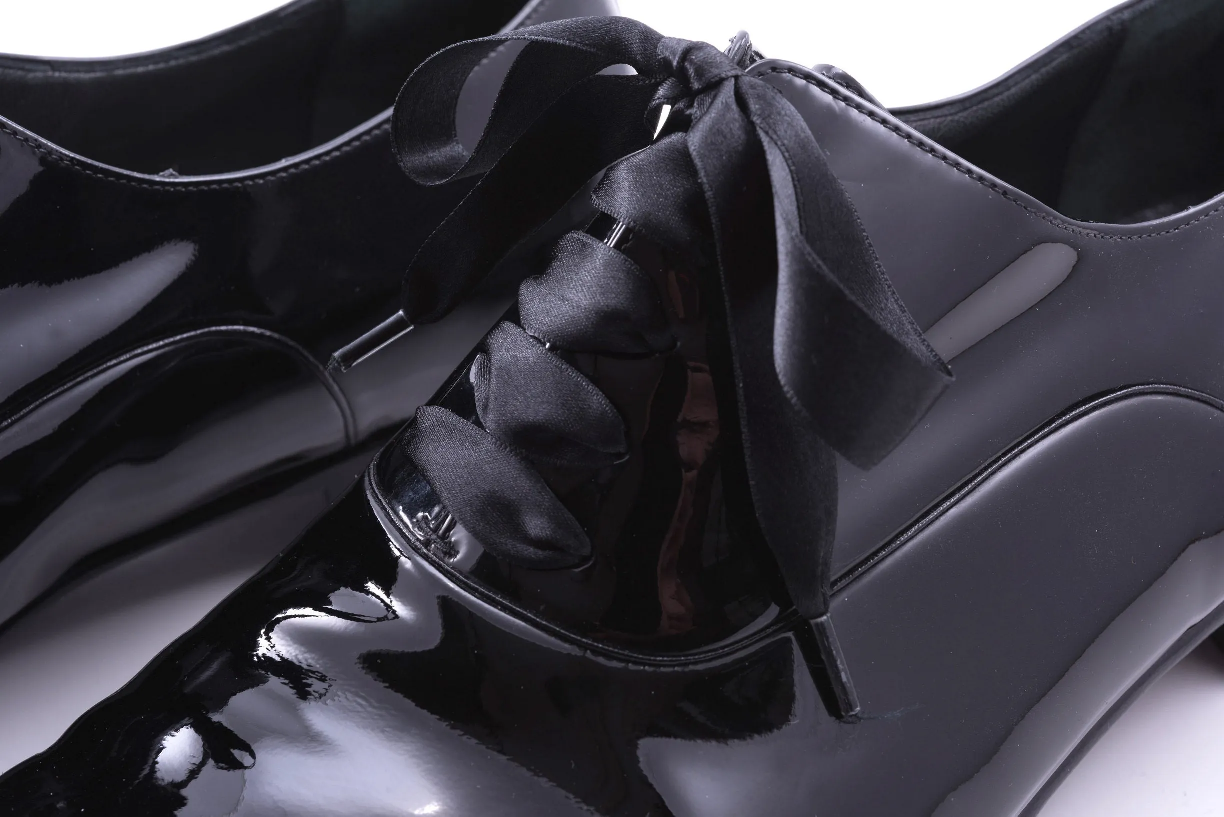 Wide Black Satin Evening Shoelaces
