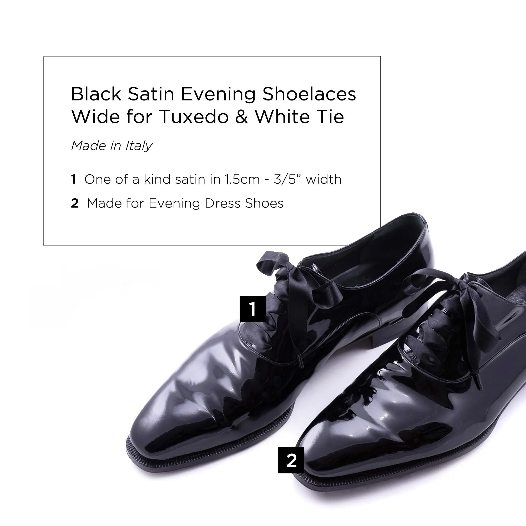 Wide Black Satin Evening Shoelaces