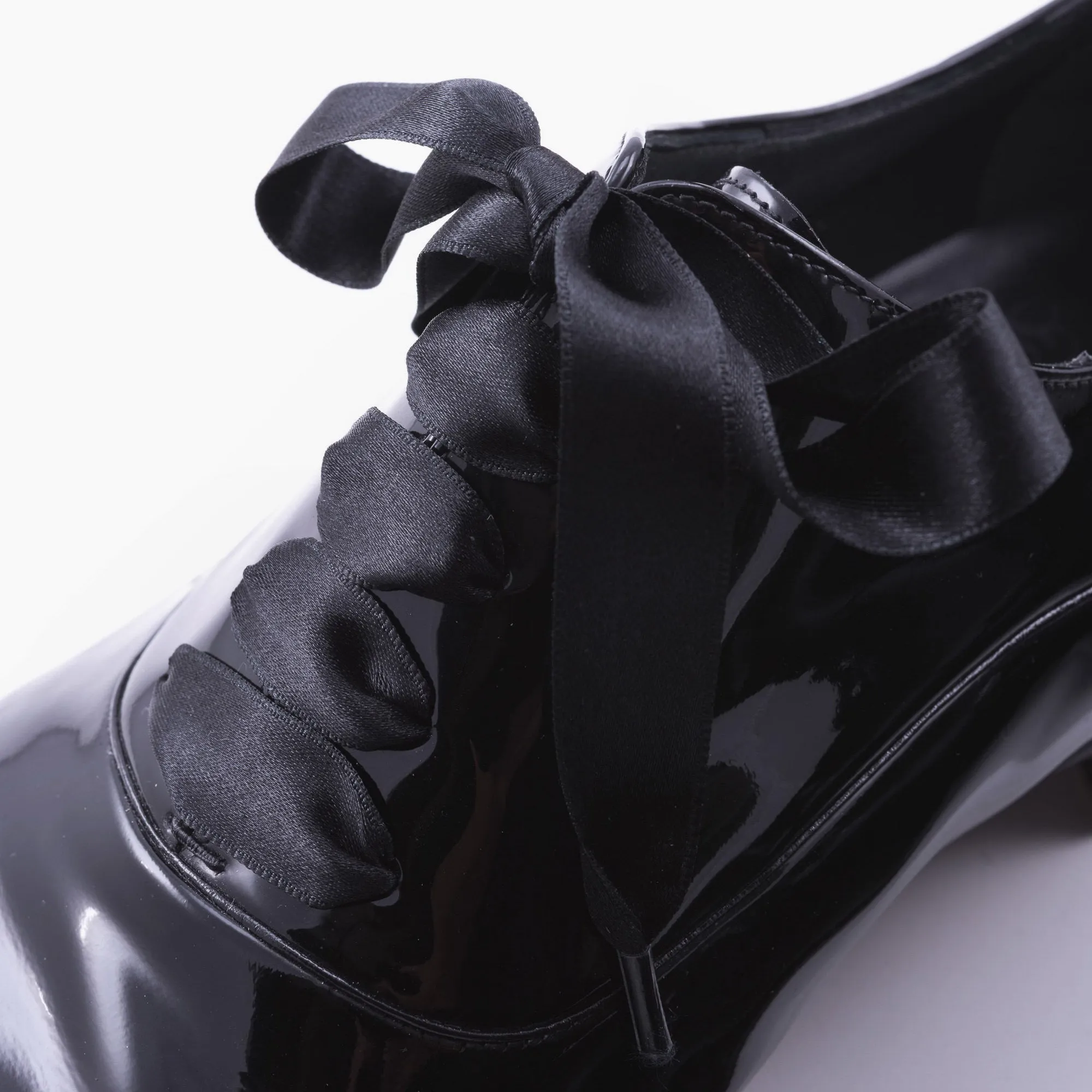 Wide Black Satin Evening Shoelaces