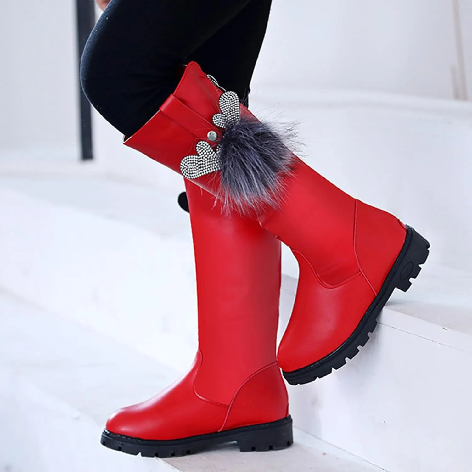 Winter Boots for Girls Fashion Non Slip Side Zipper Boots Outdoor Booties Autumn Winter Boots Rain Boot