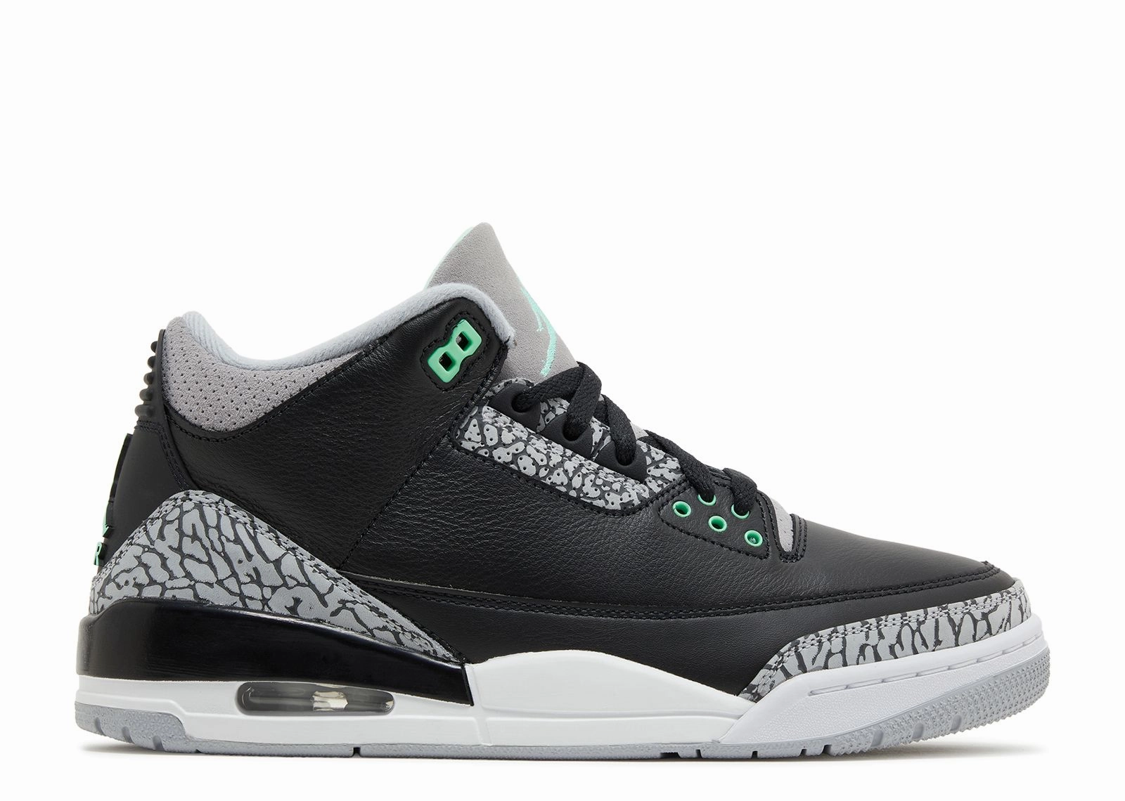 Air Jordan 3 Retro "Green Glow" (Myrtle Beach Location) warm - weather - runner zipper - closure running shoes