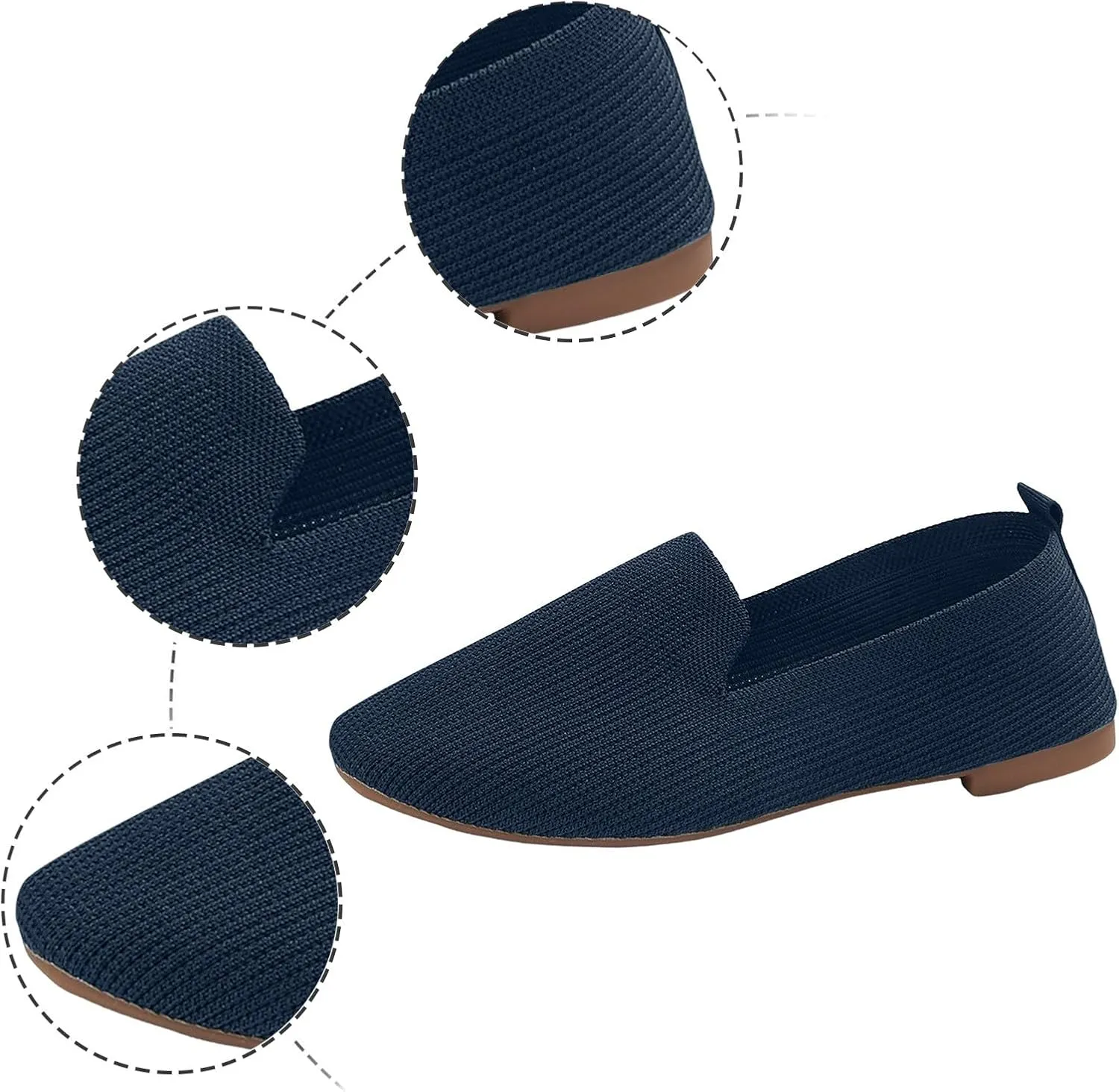Women Casual Shoes Fashion Simple Solid Color Simple Square Toe Mesh Breathable and Comfortable Flat Slip High Heel