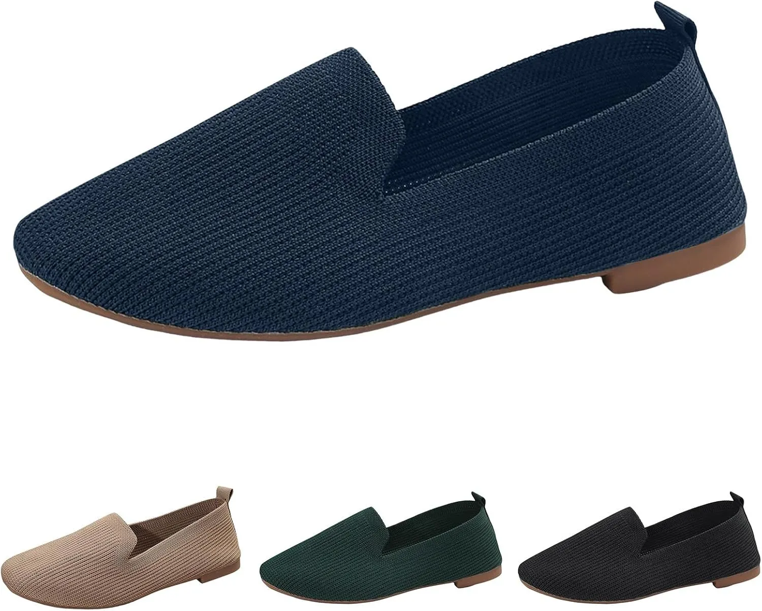 Women Casual Shoes Fashion Simple Solid Color Simple Square Toe Mesh Breathable and Comfortable Flat Slip High Heel