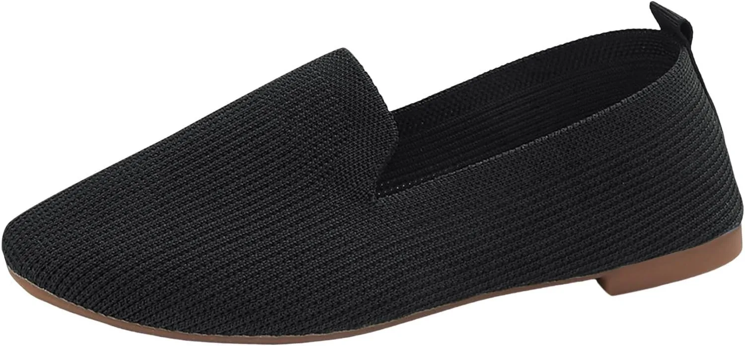 Women Casual Shoes Fashion Simple Solid Color Simple Square Toe Mesh Breathable and Comfortable Flat Slip High Heel