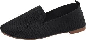 Women Casual Shoes Fashion Simple Solid Color Simple Square Toe Mesh Breathable and Comfortable Flat Slip High Heel