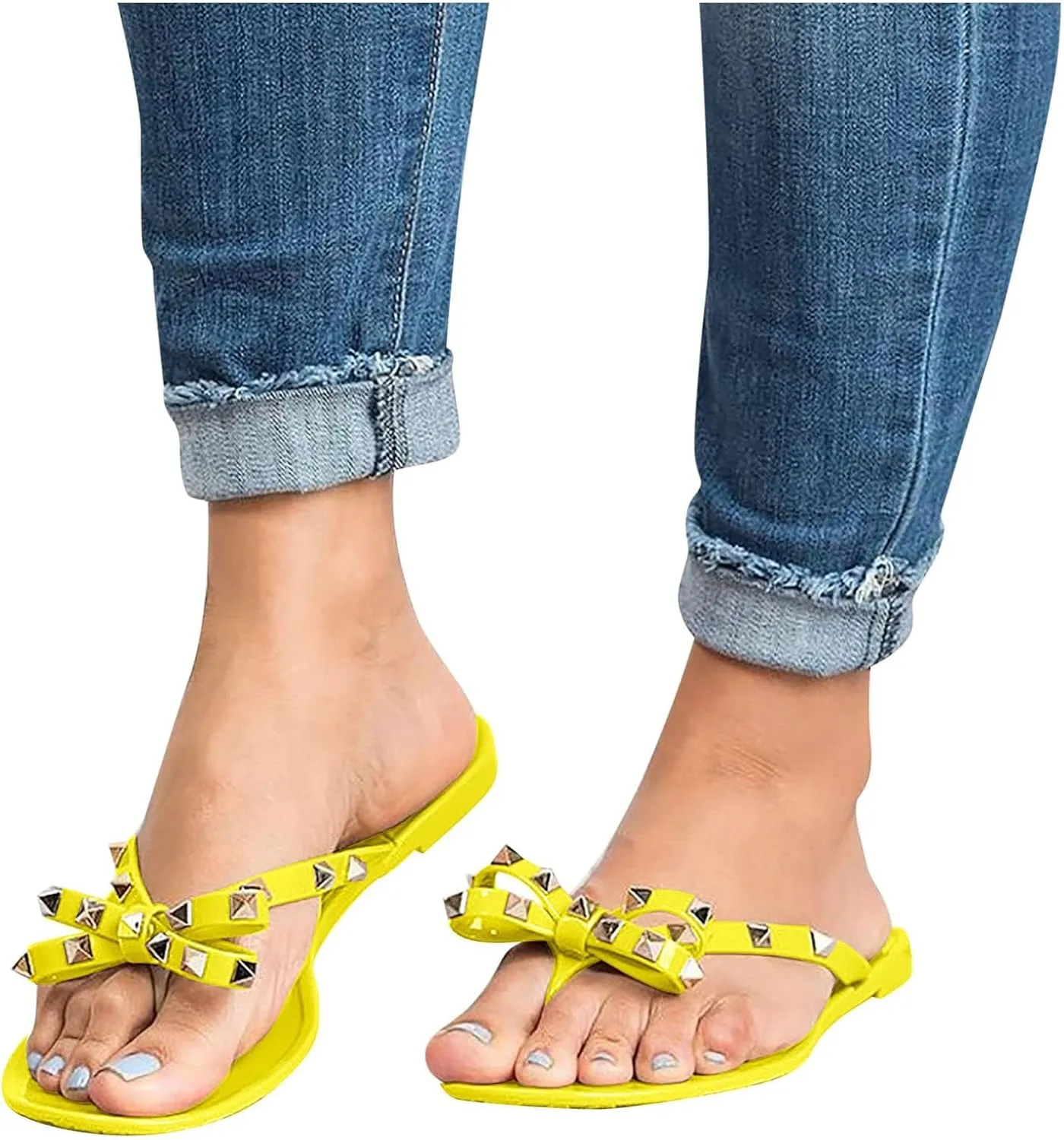 Women Flip Flops Thong Sandals with Bow Summer Bowtie Flat Beach Rain Shoes Flip Flops Slipper