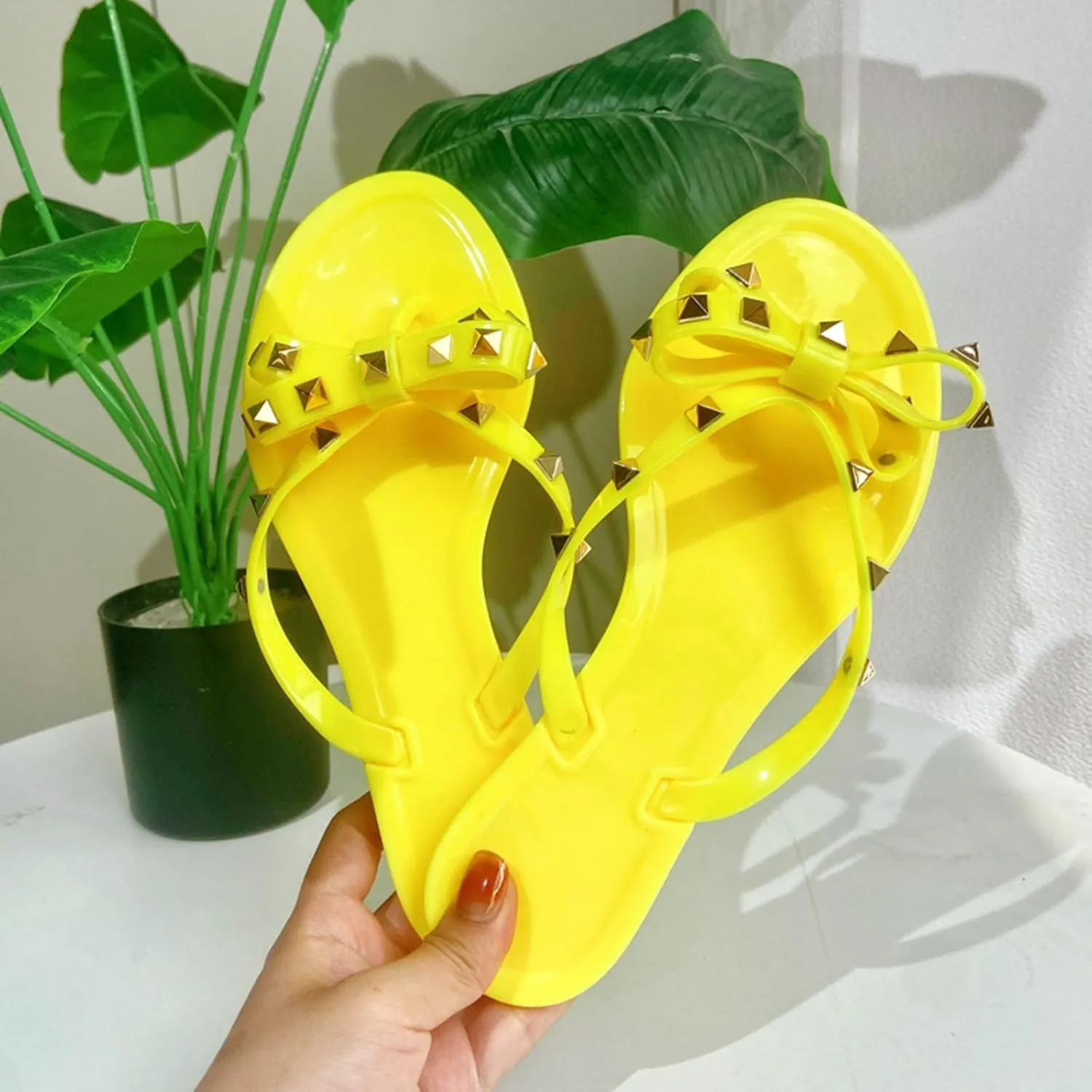 Women Flip Flops Thong Sandals with Bow Summer Bowtie Flat Beach Rain Shoes Flip Flops Slipper